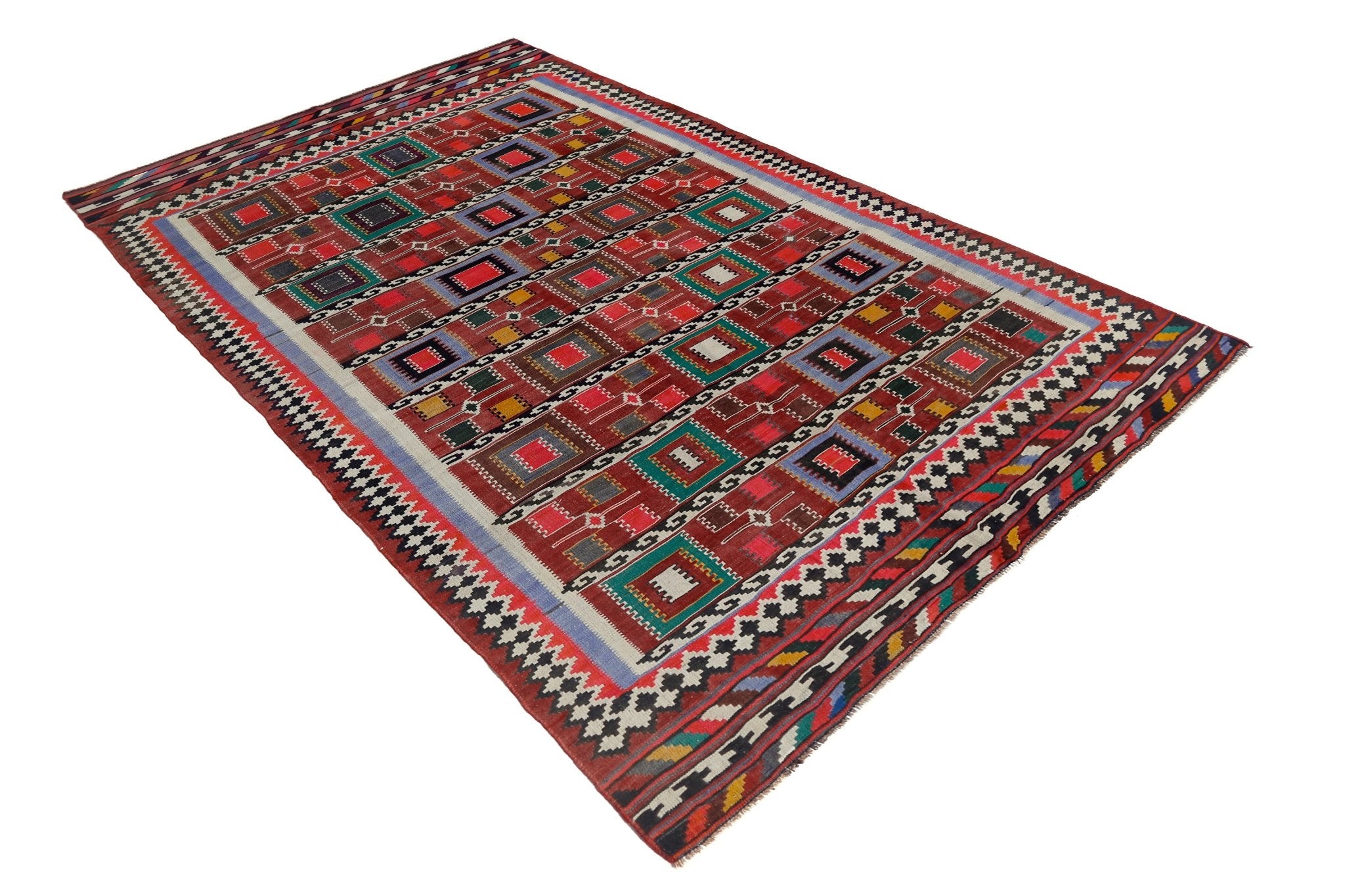 Handmade Vintage Persian Qashqai Kashkuli Kilim | 299 x 173 cm | 9'10" x 5'8" - Najaf Rugs & Textile