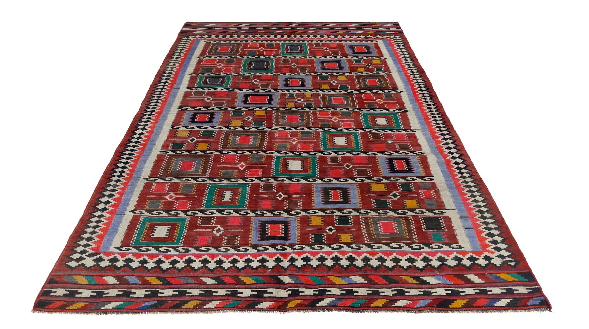 Handmade Vintage Persian Qashqai Kashkuli Kilim | 299 x 173 cm | 9'10" x 5'8" - Najaf Rugs & Textile