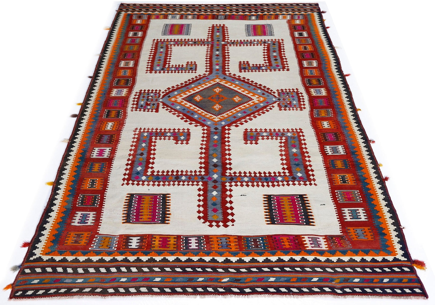 Handmade Vintage Persian Ghasghai Kilim | 306 x 164 cm | 10'1" x 5'5" - Najaf Rugs & Textile