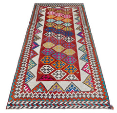 Handmade Vintage Persian Ghasghai Kilim Hallway Runner | 284 x 118 cm | 9'4" x 3'10" - Najaf Rugs & Textile