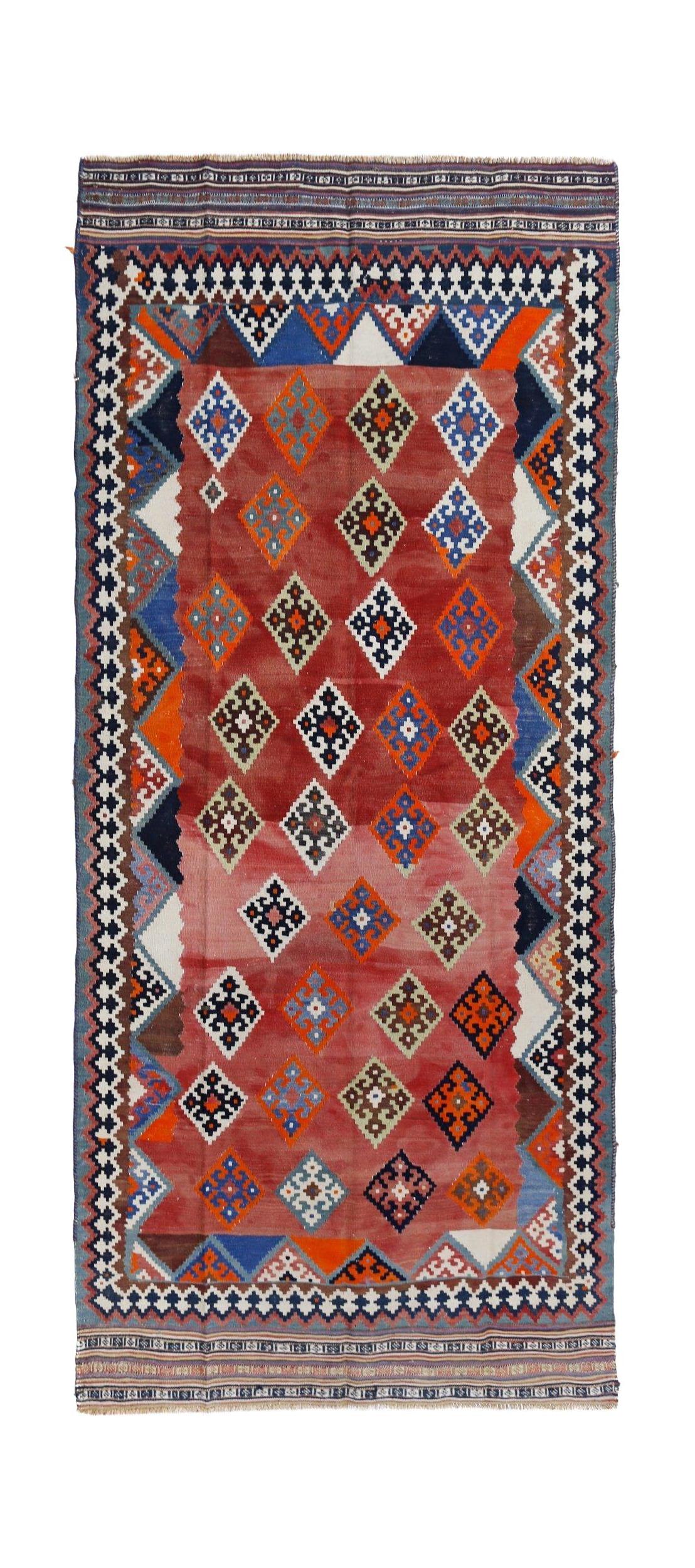 Handmade Vintage Persian Ghasghai Kilim Hallway Runner | 284 x 124 cm | 9'4" x 4'1" - Najaf Rugs & Textile