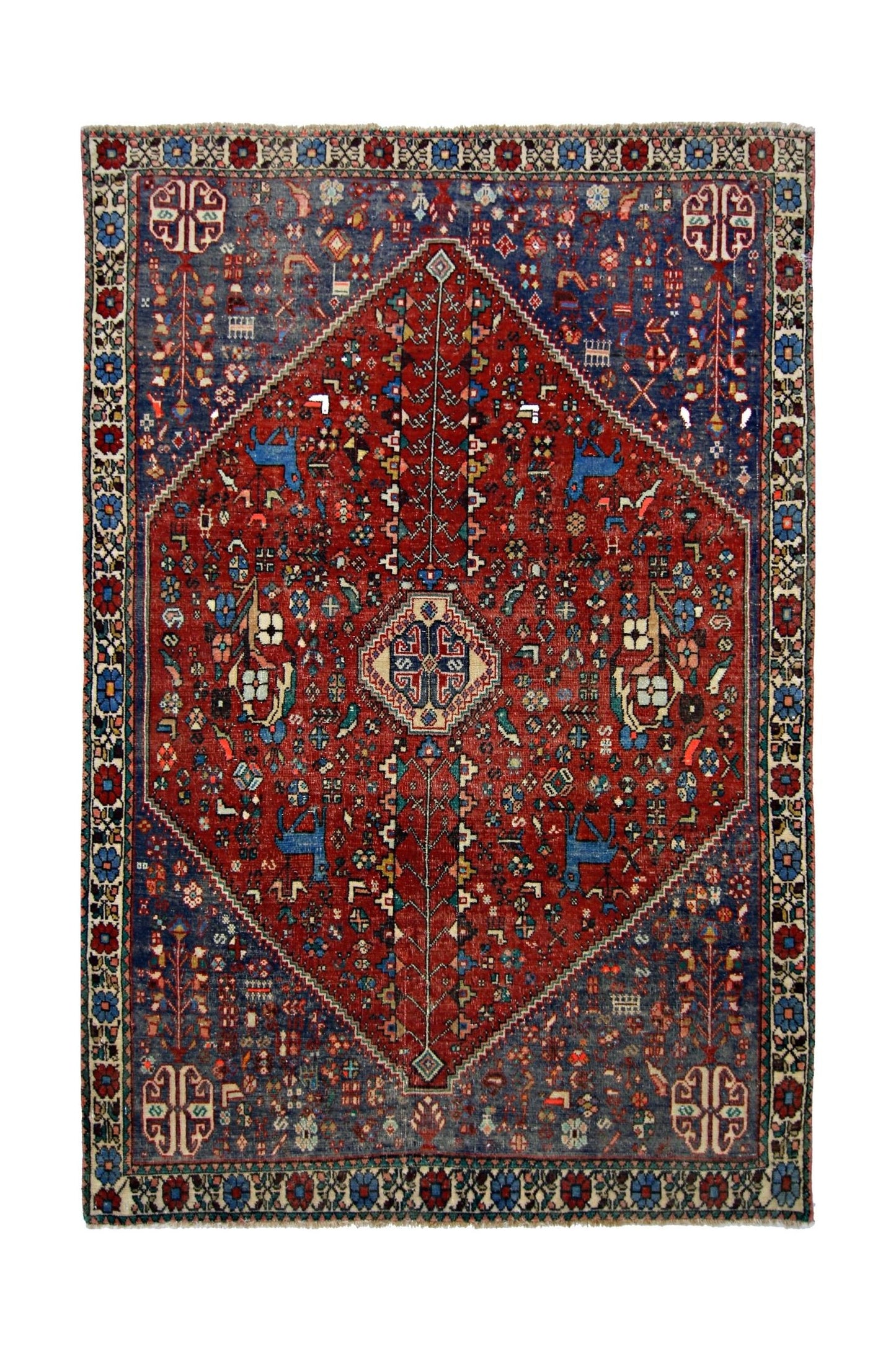 Handmade Vintage Persian Ghashghai Rug | 150 x 99 cm | 4'11" x 3'3" - Najaf Rugs & Textile