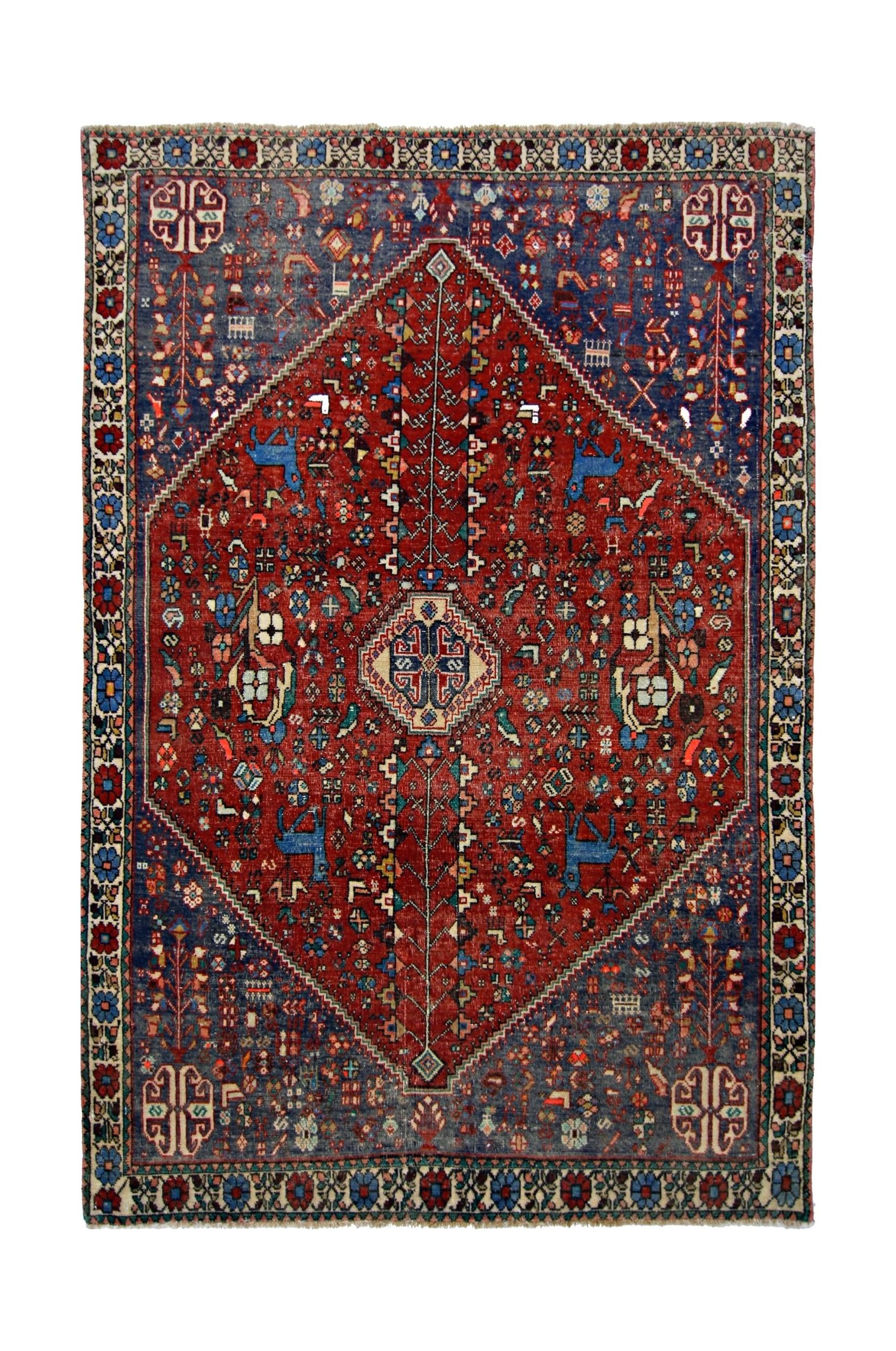 Handmade Vintage Persian Ghashghai Rug | 150 x 99 cm | 4'11" x 3'3" - Najaf Rugs & Textile