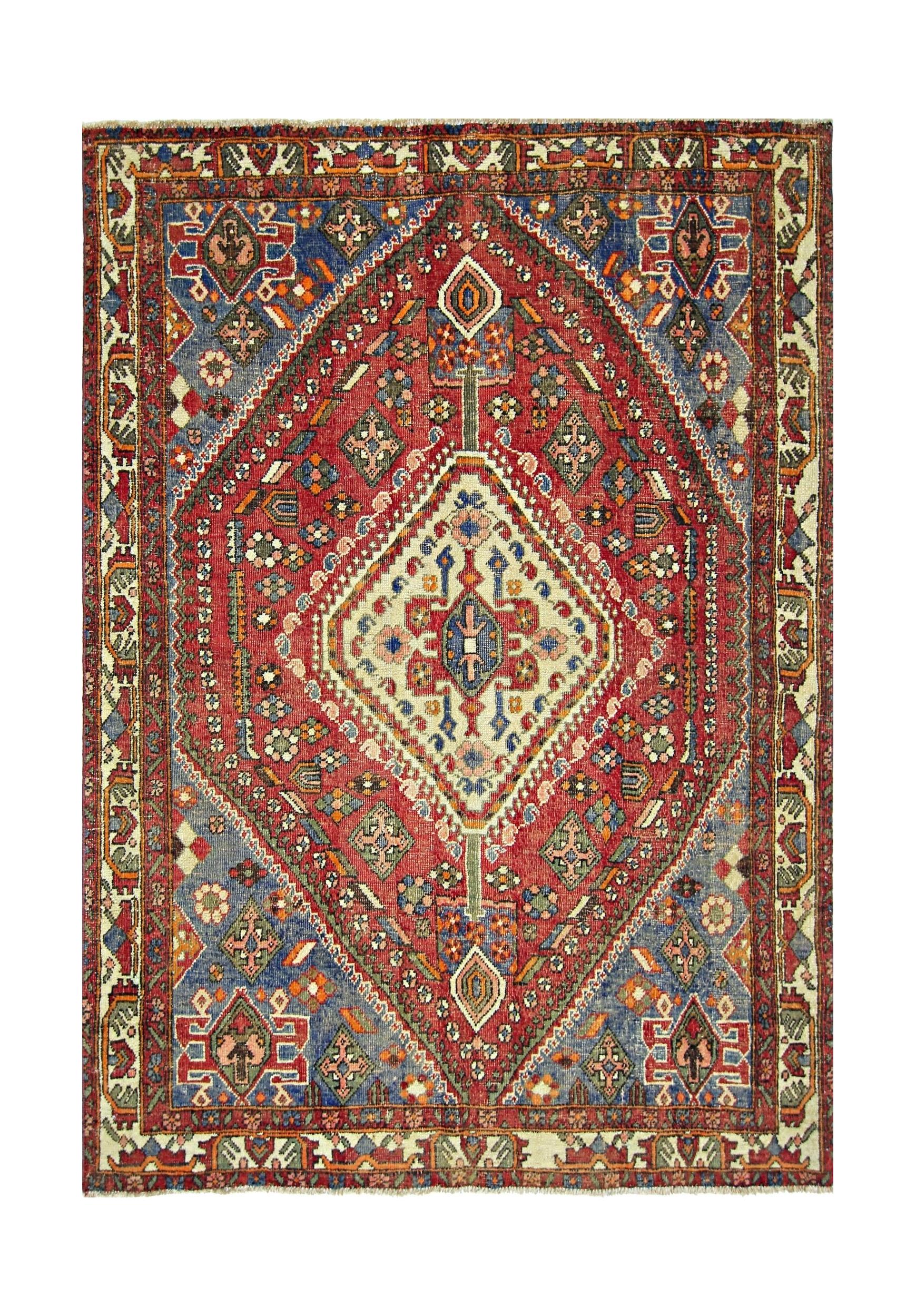 Handmade Vintage Persian Ghashghai Rug | 166 x 118 cm | 5'5" x 3'10" - Najaf Rugs & Textile