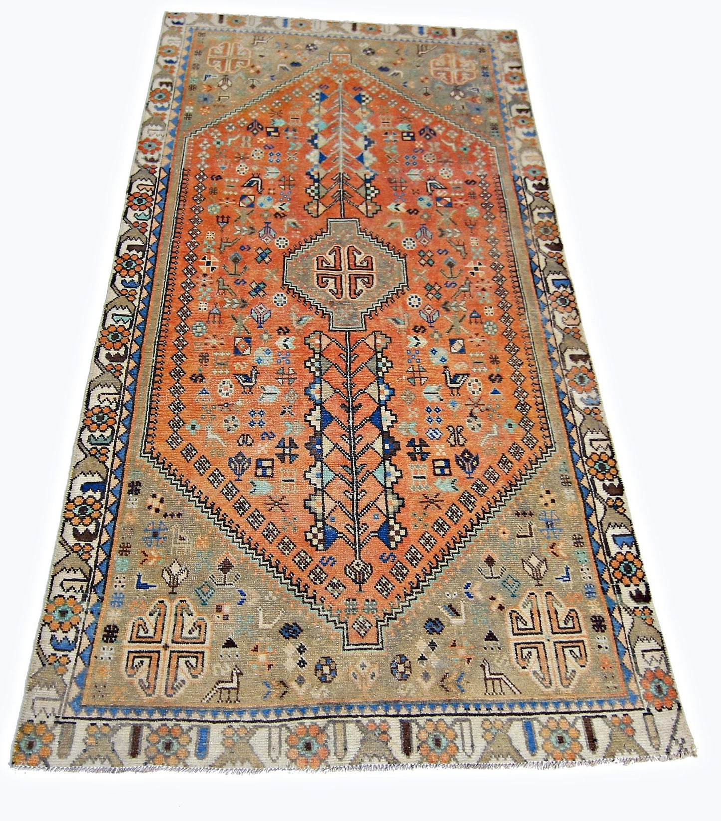 Handmade Vintage Persian Ghashghai Rug | 185 x 95 cm | 6'1" x 3'1" - Najaf Rugs & Textile