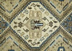 A vintage Persian Shiraz rug featuring a central diamond medallion with intricate geometric motifs.