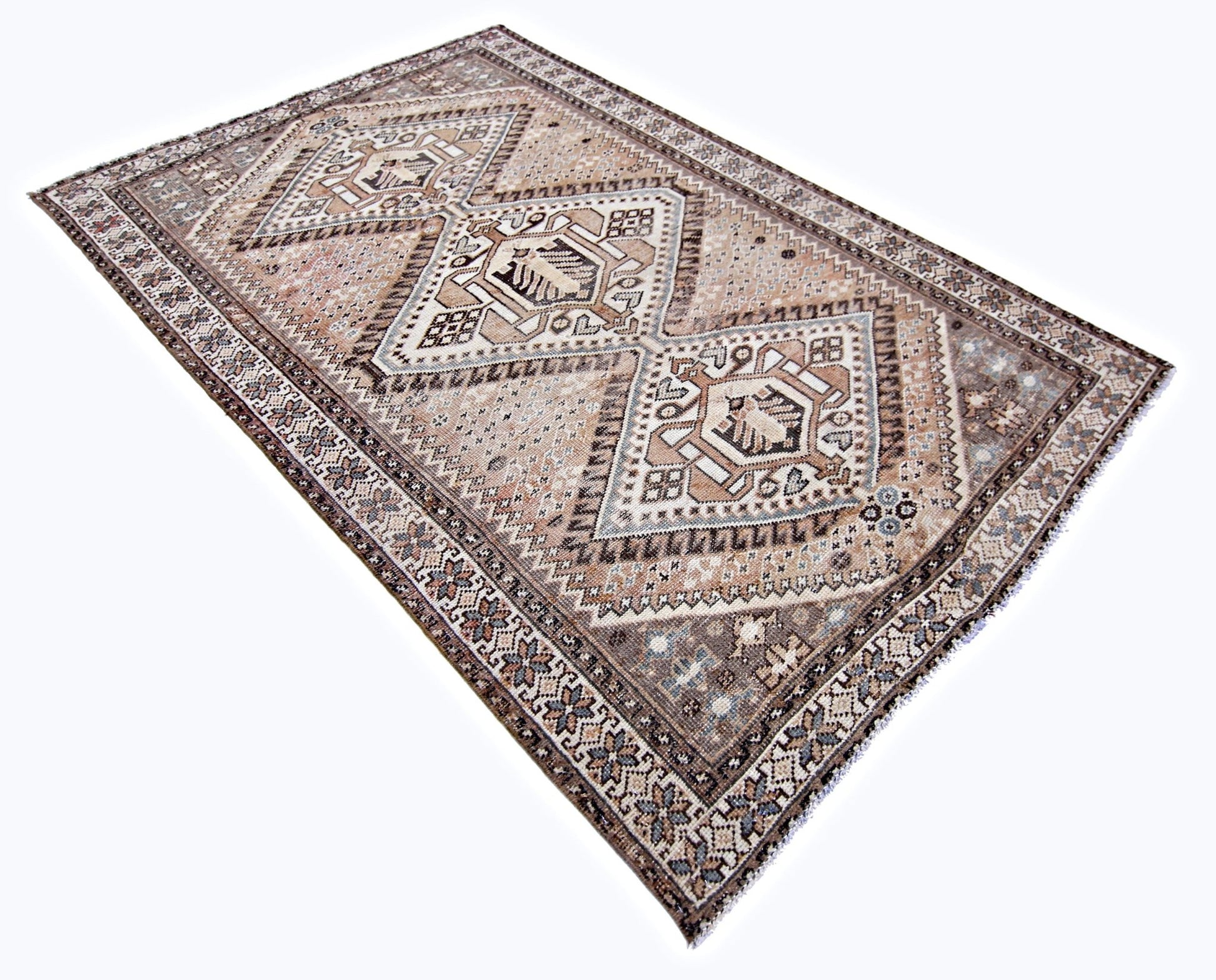 Handmade Vintage Persian Ghashghai Rug | 197 x 127 cm | 6'5" x 4'2" - Najaf Rugs & Textile