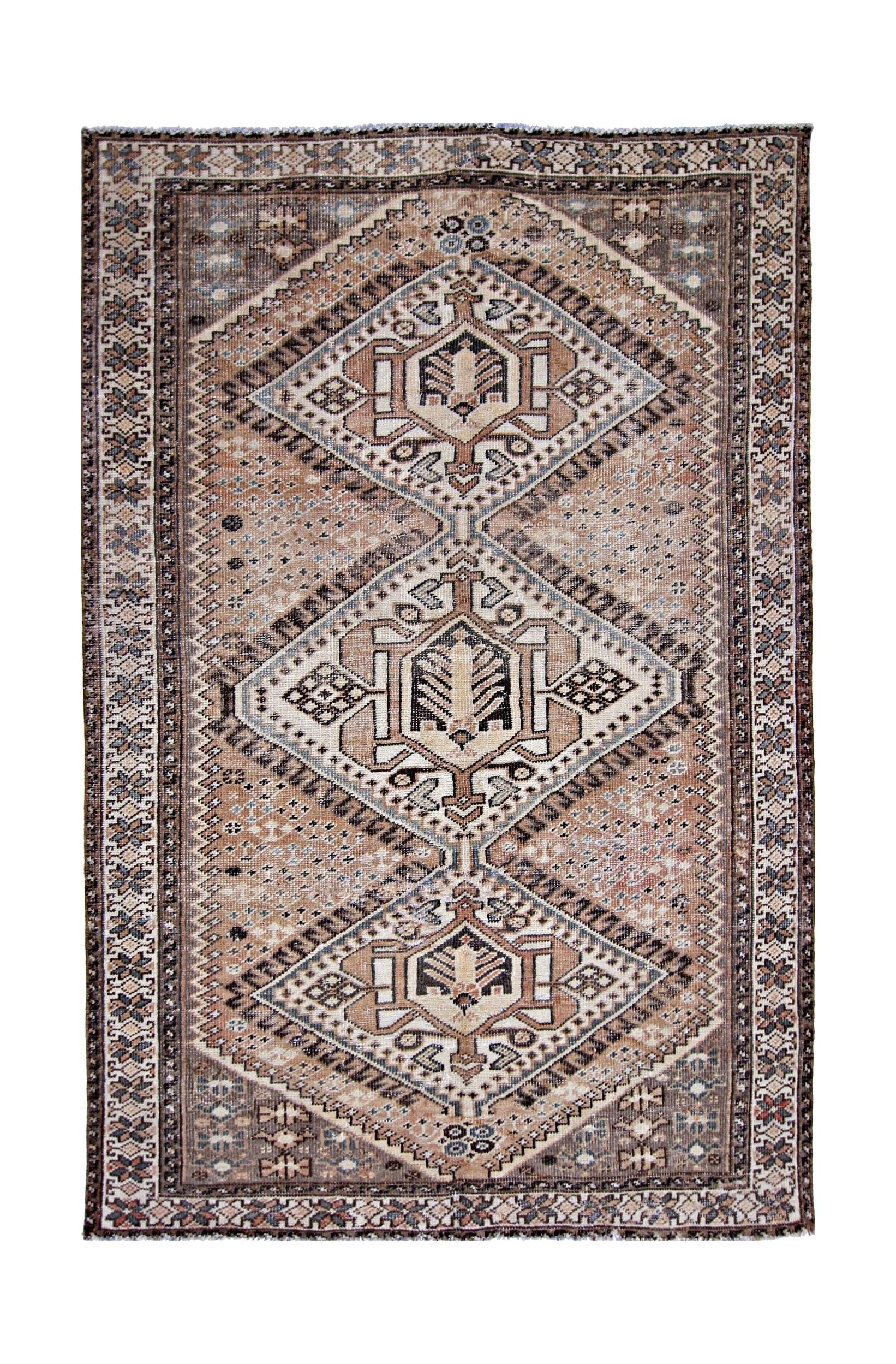 Handmade Vintage Persian Ghashghai Rug | 197 x 127 cm | 6'5" x 4'2" - Najaf Rugs & Textile