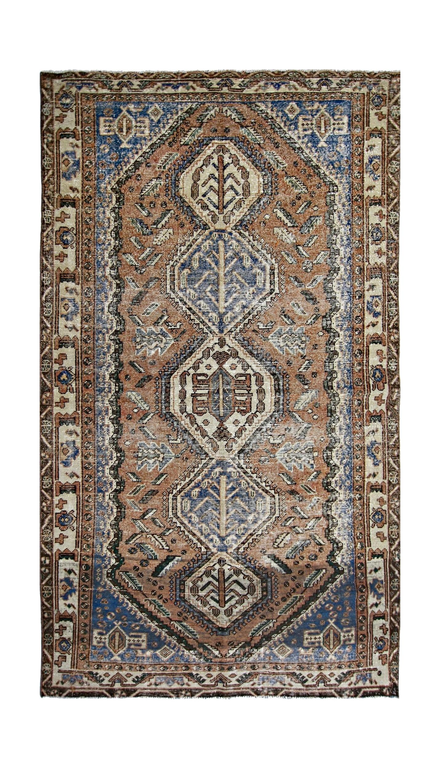 Handmade Vintage Persian Ghashghai Rug | 295 x 151 cm | 9'8" x 5' - Najaf Rugs & Textile