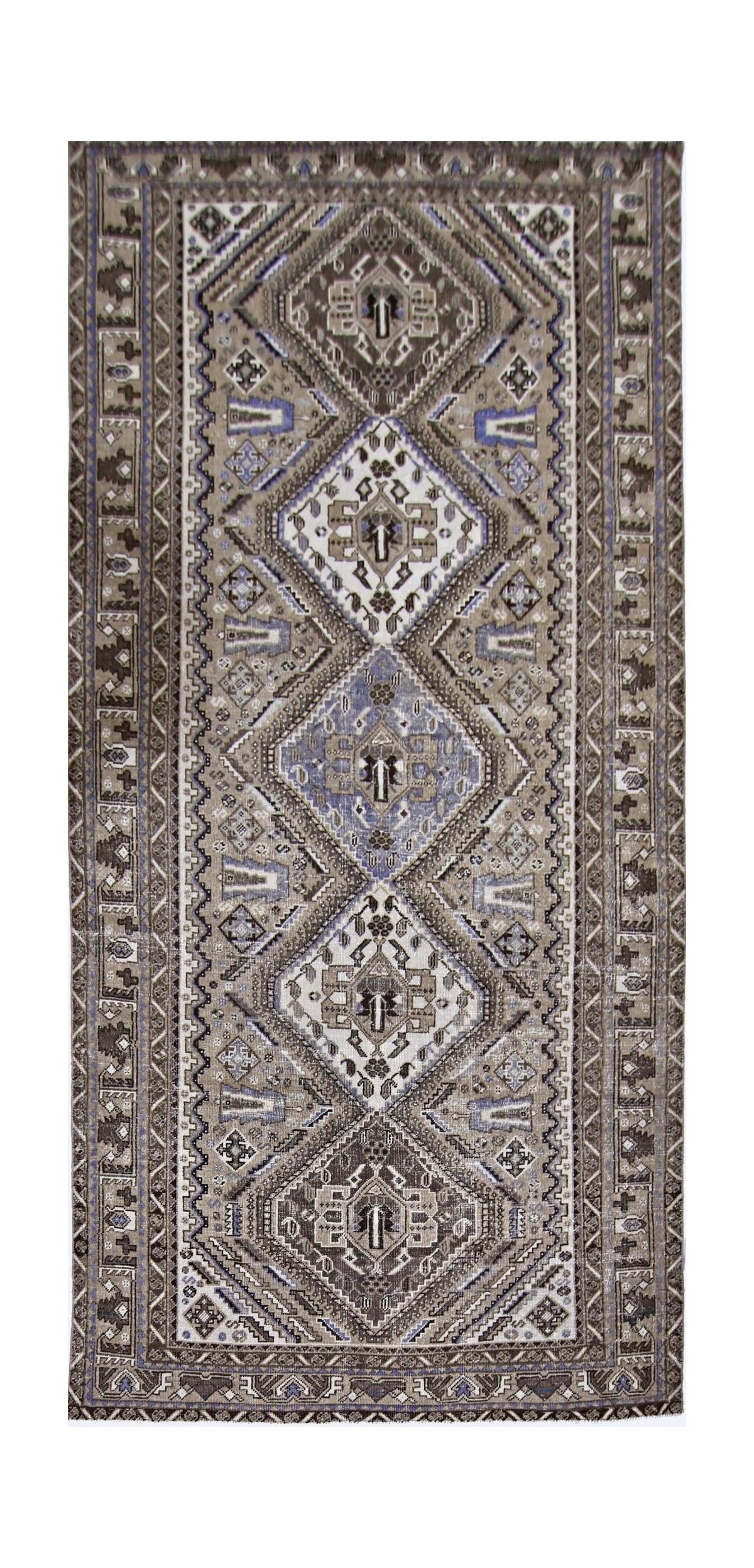 Handmade Vintage Persian Ghashghai Rug | 307 x 140 cm | 10' x 4'9" - Najaf Rugs & Textile