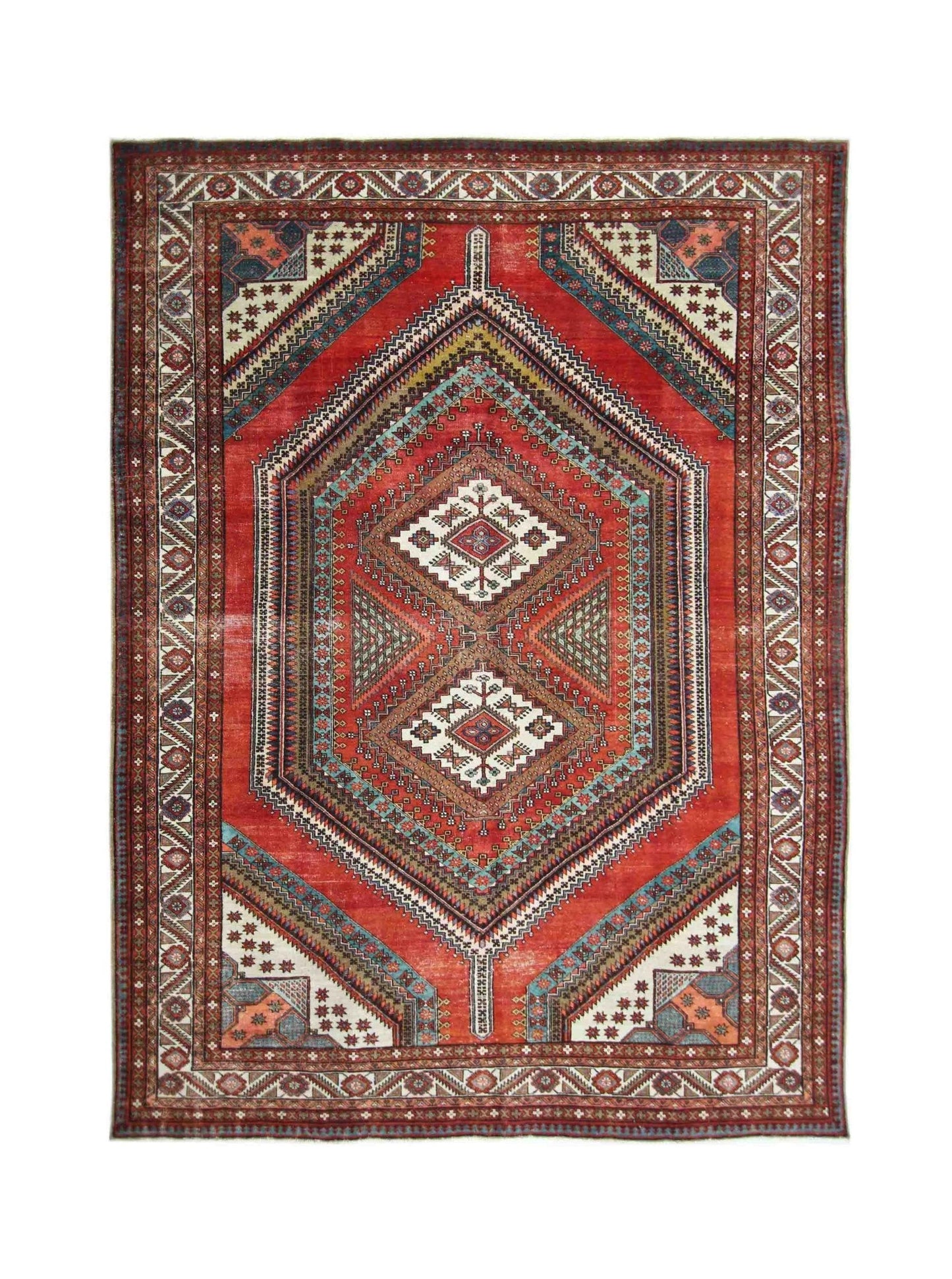 Handmade Vintage Persian Ghashghai Rug | 345 x 240 cm | 11'4" x 7'10" - Najaf Rugs & Textile