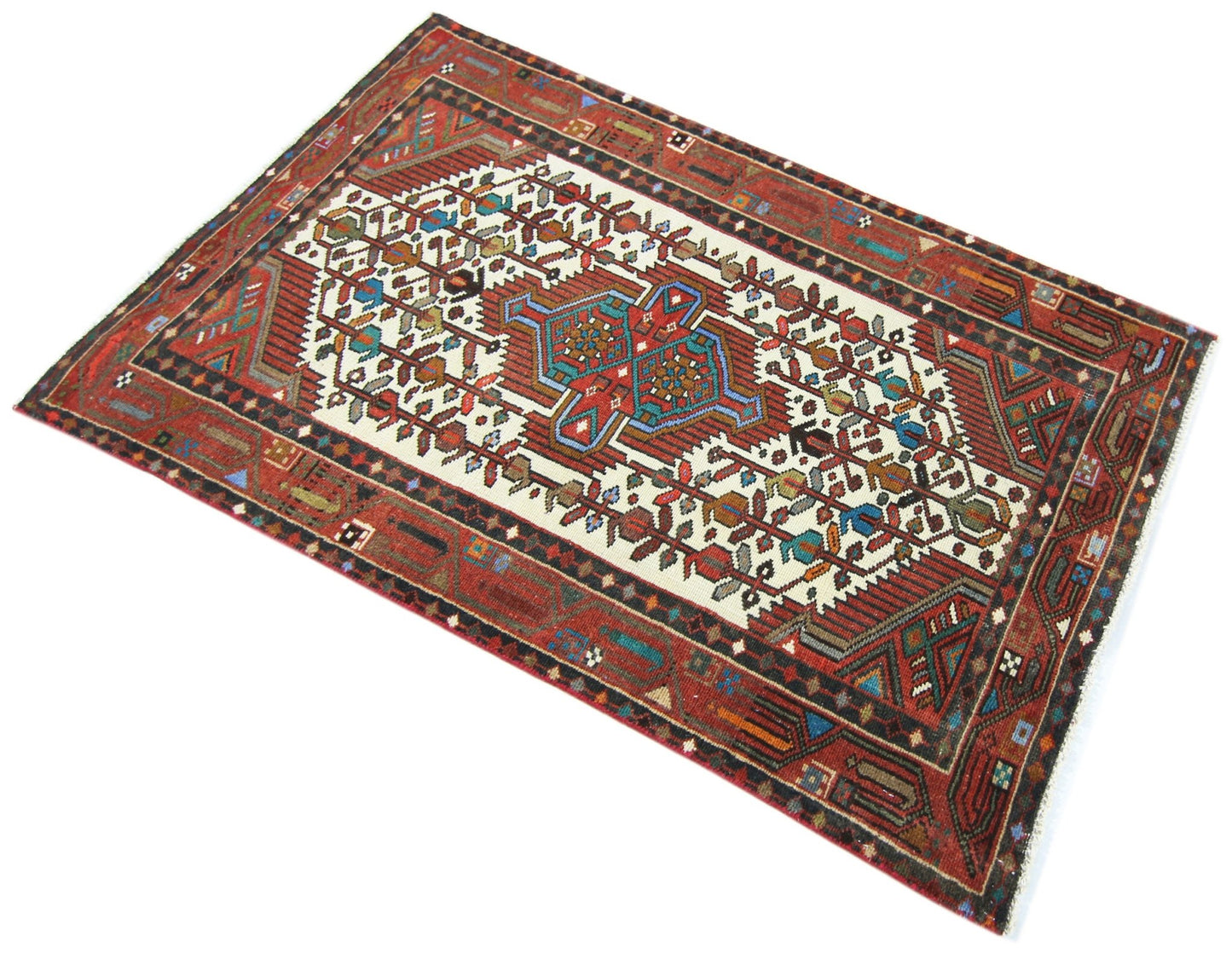 Handmade Vintage Persian Rug | 120 x 76 cm | 3'11" x 2'6" - Najaf Rugs & Textile