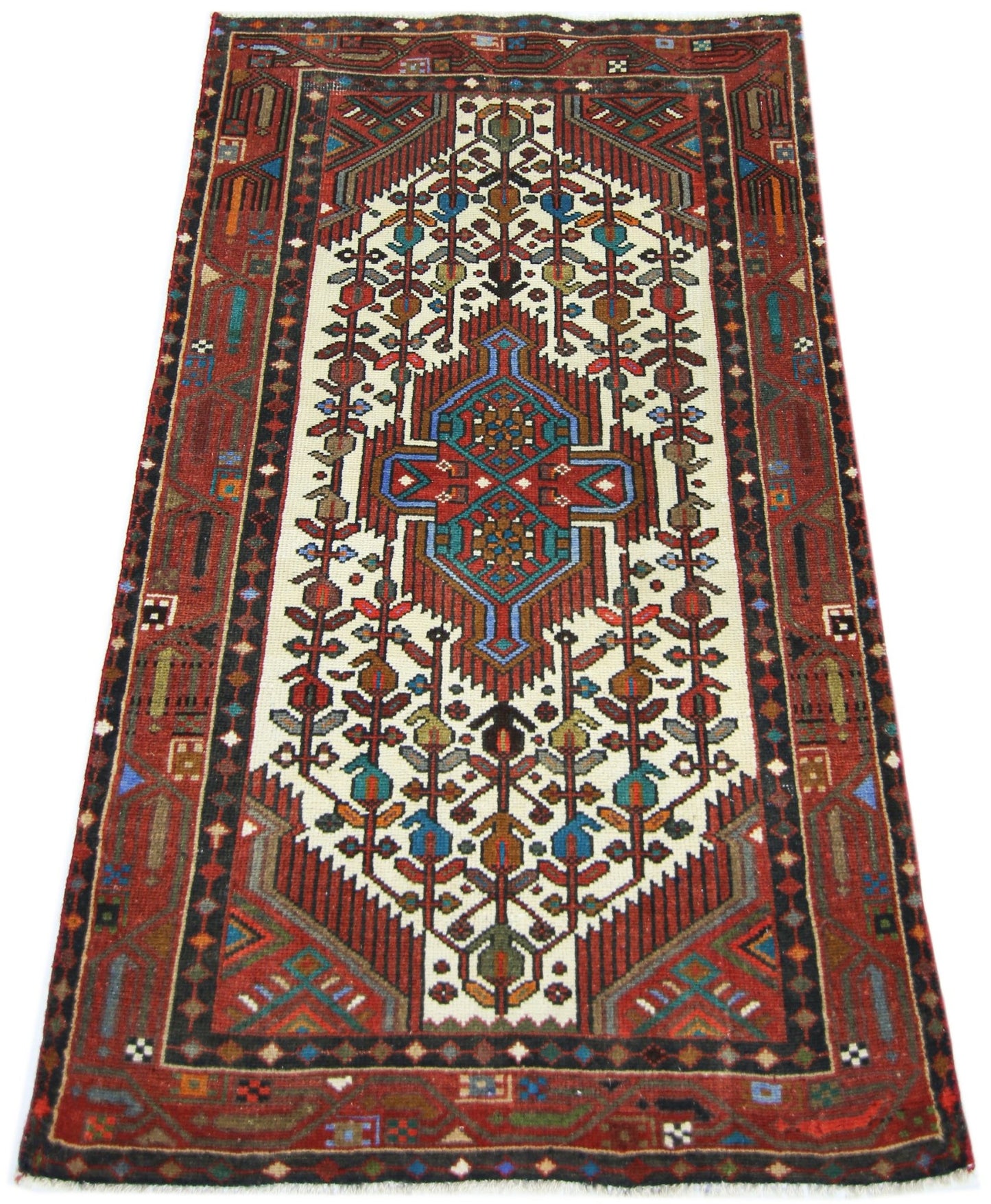 Handmade Vintage Persian Rug | 120 x 76 cm | 3'11" x 2'6" - Najaf Rugs & Textile