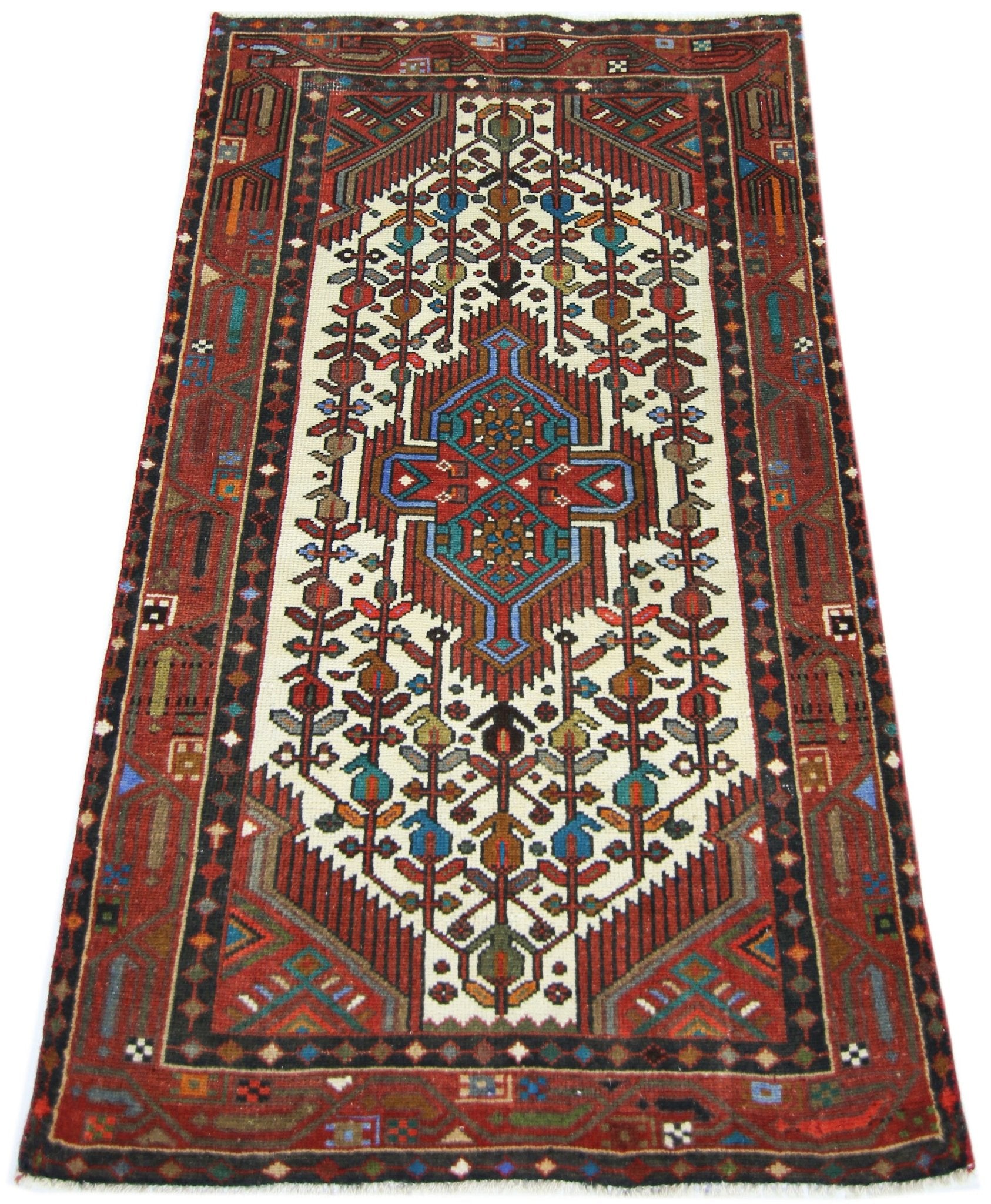Handmade Vintage Persian Rug | 120 x 76 cm | 3'11" x 2'6" - Najaf Rugs & Textile