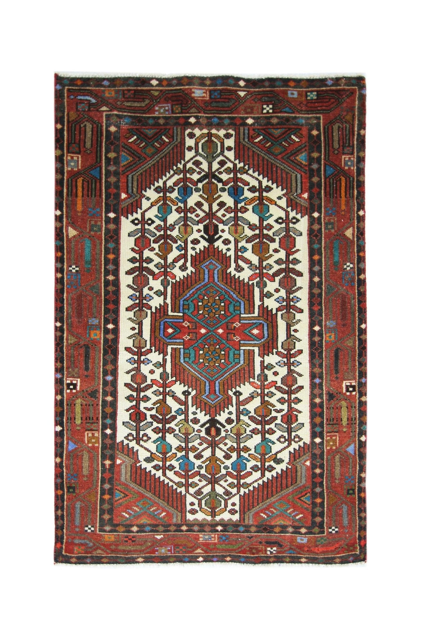 Handmade Vintage Persian Rug | 120 x 76 cm | 3'11" x 2'6" - Najaf Rugs & Textile