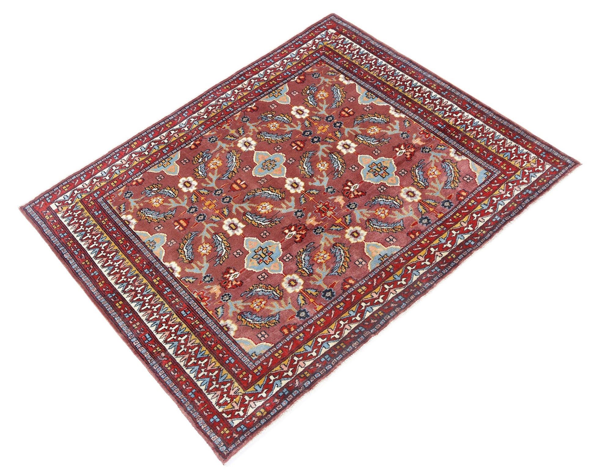 Handmade Vintage Persian Rug | 123 x 92 cm | 4' x 3' - Najaf Rugs & Textile