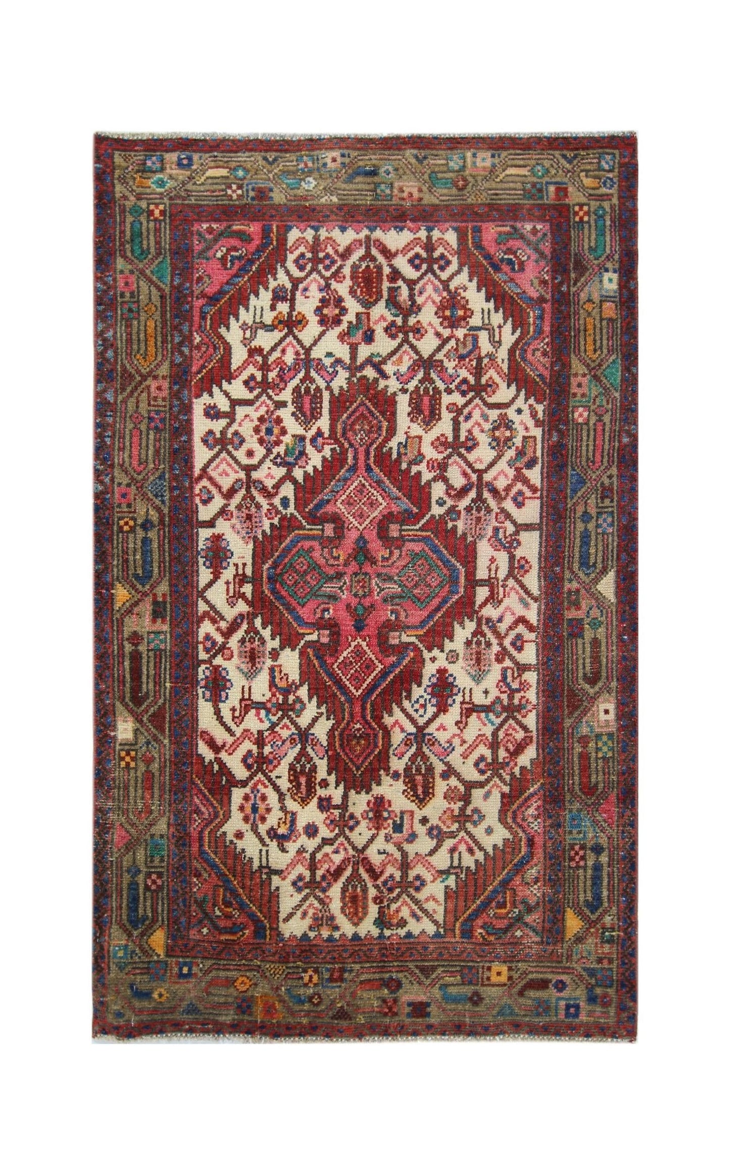 Handmade Vintage Persian Rug | 125 x 77 cm | 4'1" x 2'6" - Najaf Rugs & Textile