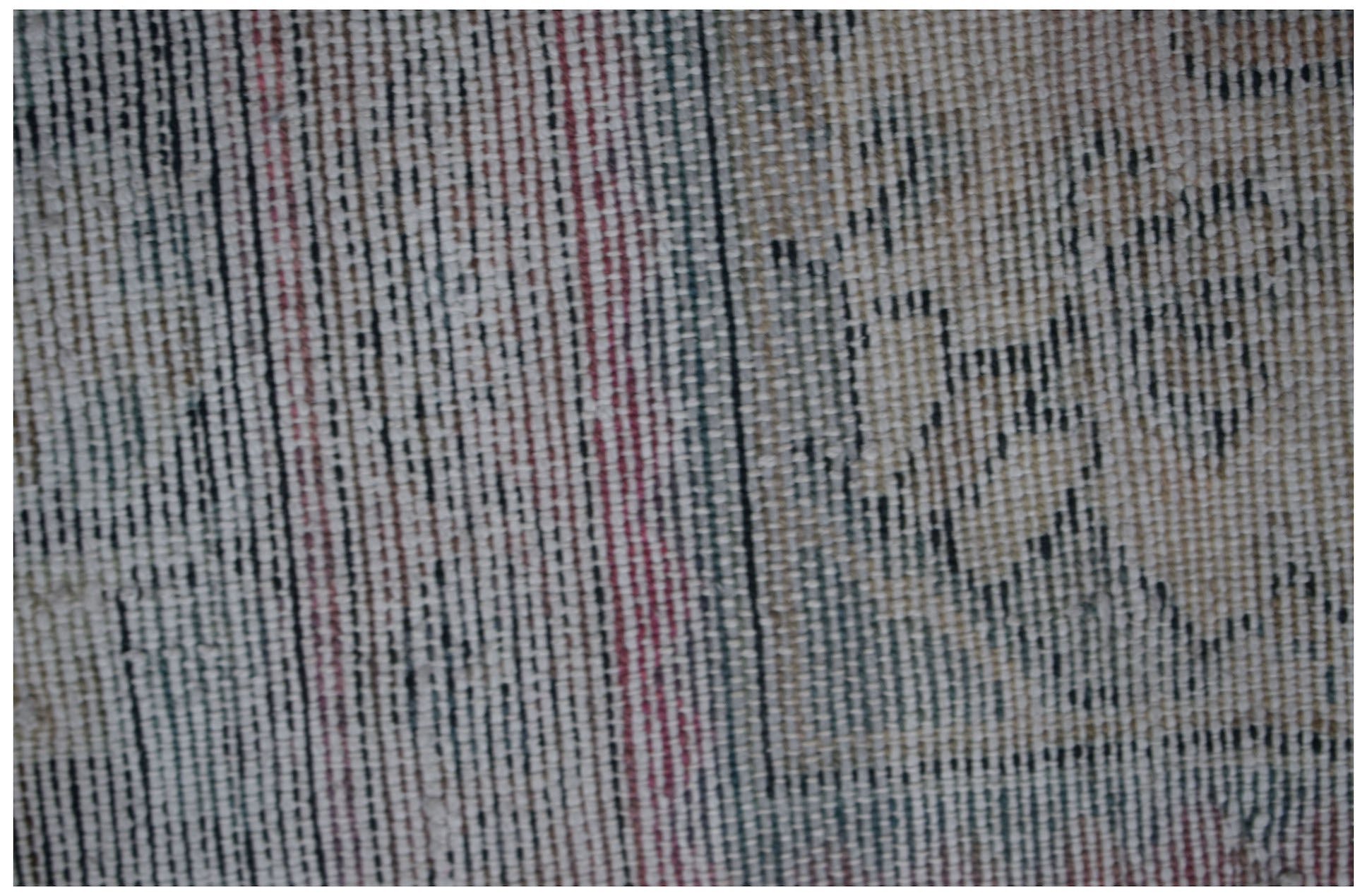 A close-up view of a vintage Persian rug showing intricate handwoven wool patterns and textures.