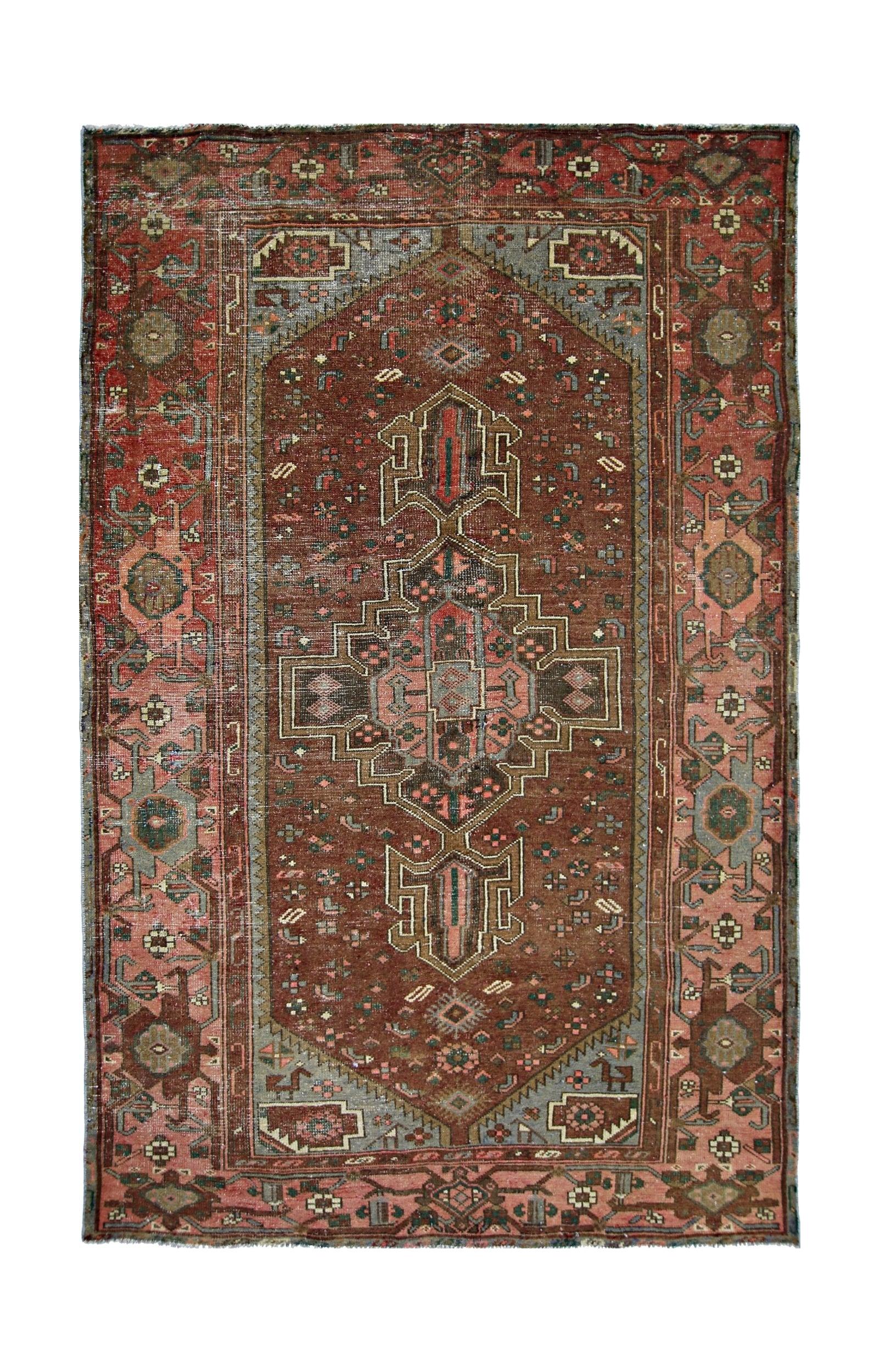 Handmade Vintage Persian Rug | 204 x 125 cm | 6'8" x 4'1" - Najaf Rugs & Textile