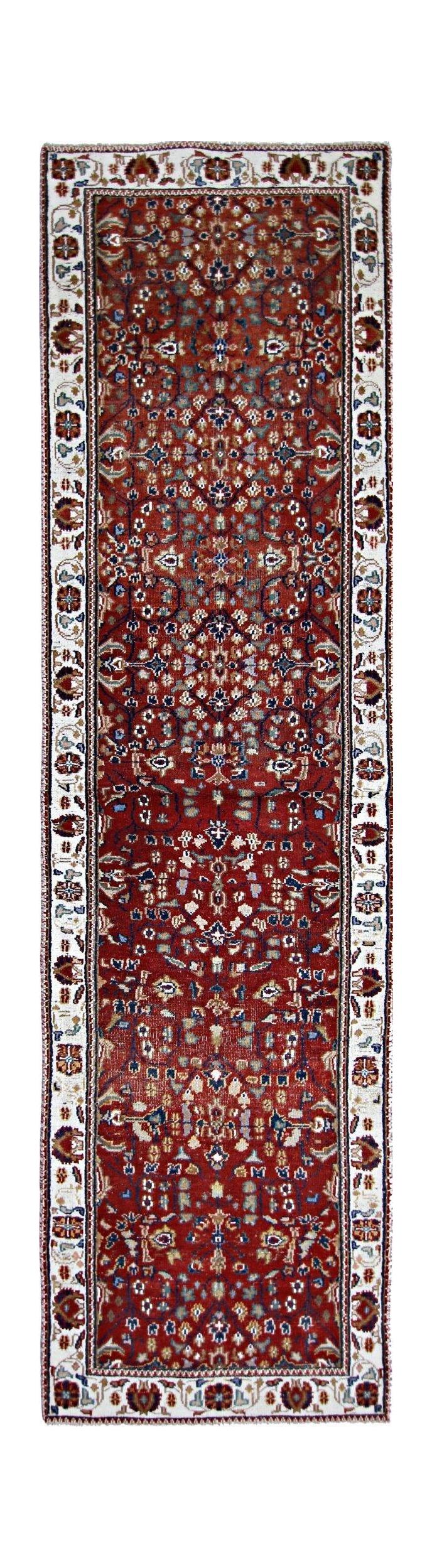 Handmade Vintage Persian Hallway Runner | 282 x 74 cm | 9'3"" x 2'5" - Najaf Rugs & Textile