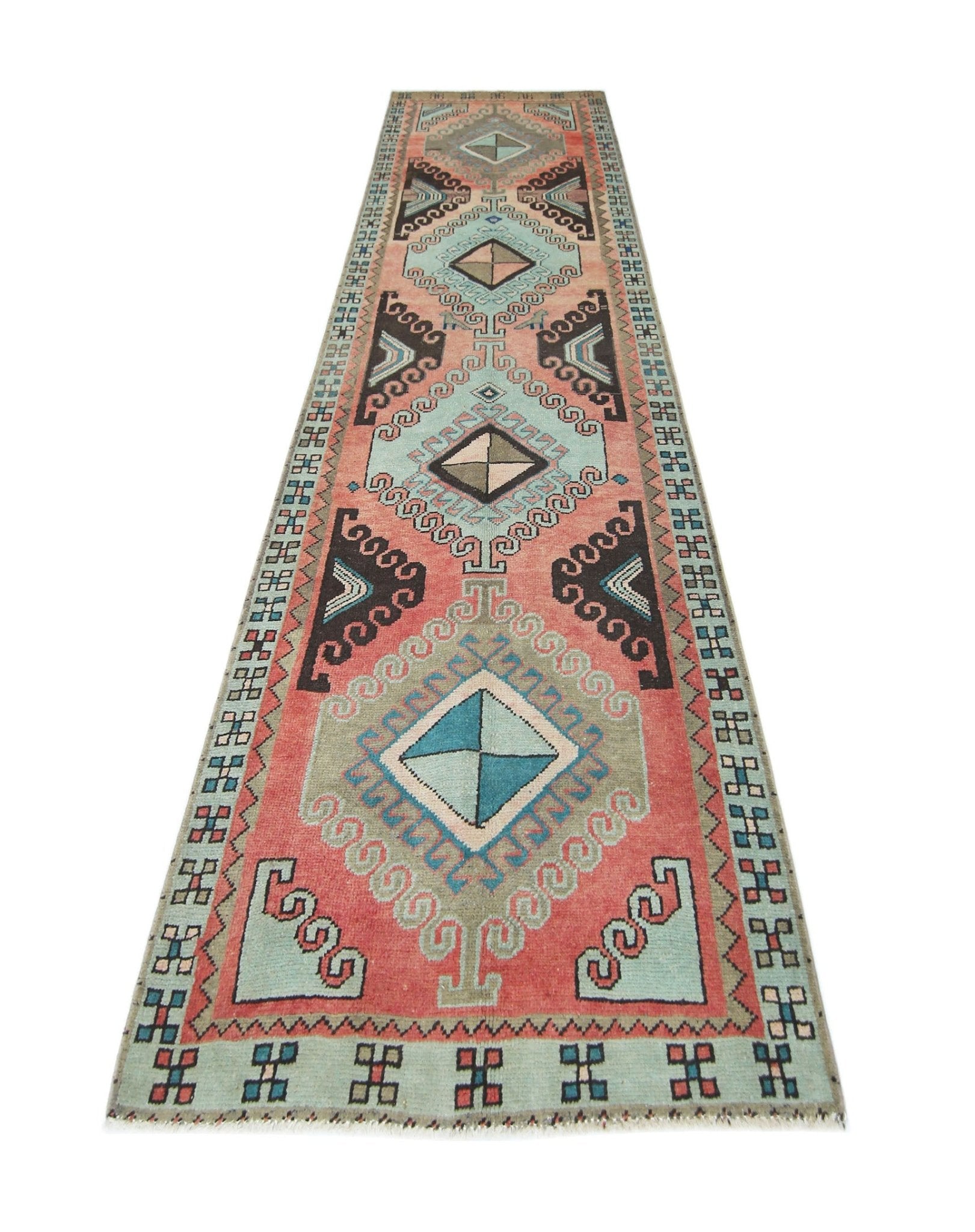 Handmade Vintage Persian Hallway Runner | 291 x 87 cm | 9'7" x 2'10" - Najaf Rugs & Textile