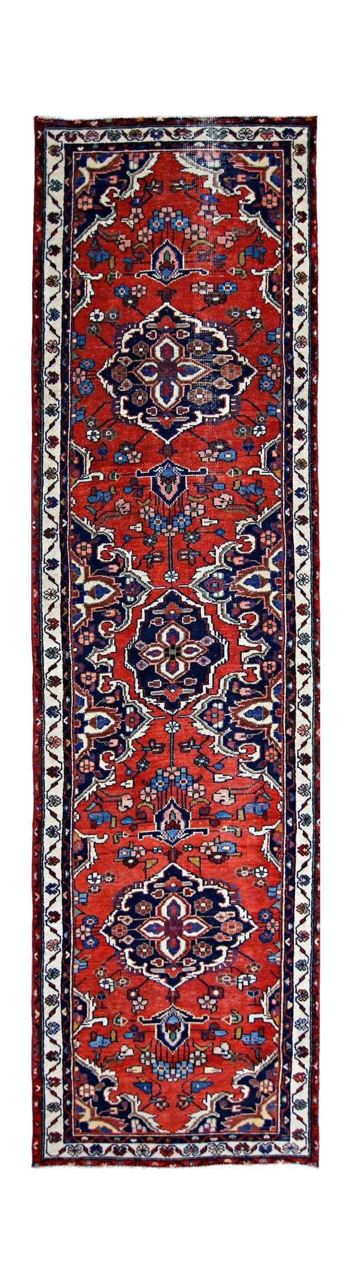 Handmade Vintage Persian Hallway Runner | 301 x 76 cm | 9'10"" x 2'6" - Najaf Rugs & Textile
