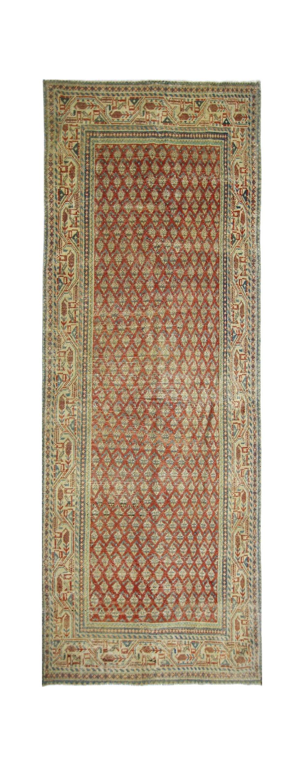 Handmade Vintage Persian Hallway Runner | 302 x 111 cm | 9'11" x 3'8" - Najaf Rugs & Textile