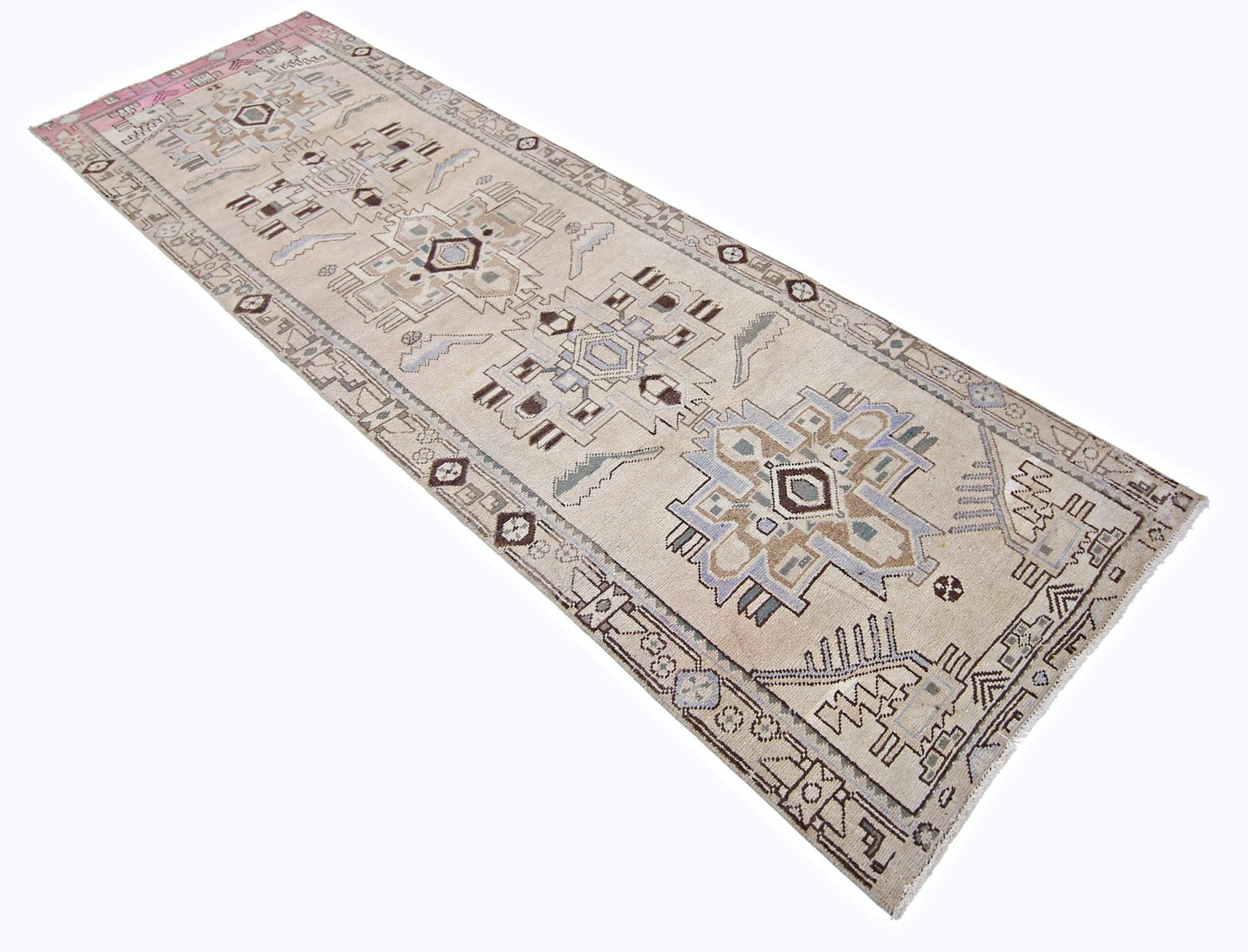 Handmade Vintage Persian Hallway Runner | 308 x 95 cm | 10'1" x 3'1" - Najaf Rugs & Textile