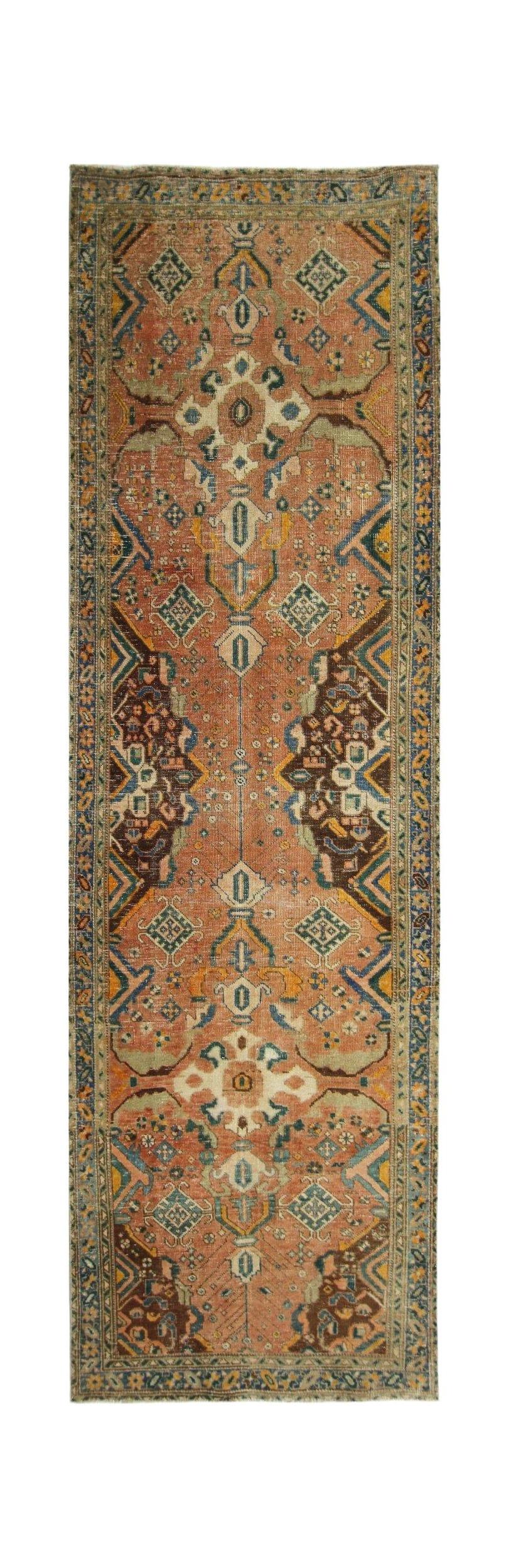 Handmade Vintage Persian Hallway Runner | 315 x 93 cm | 10'4" x 3' - Najaf Rugs & Textile
