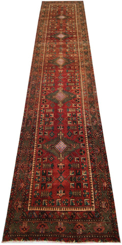 Handmade Vintage Persian Hallway Runner | 414 x 105 cm | 13'7" x 3'5" - Najaf Rugs & Textile