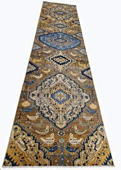 Handmade Vintage Persian Hallway Runner | 414 x 94 cm | 13'7" x 3'1" - Najaf Rugs & Textile