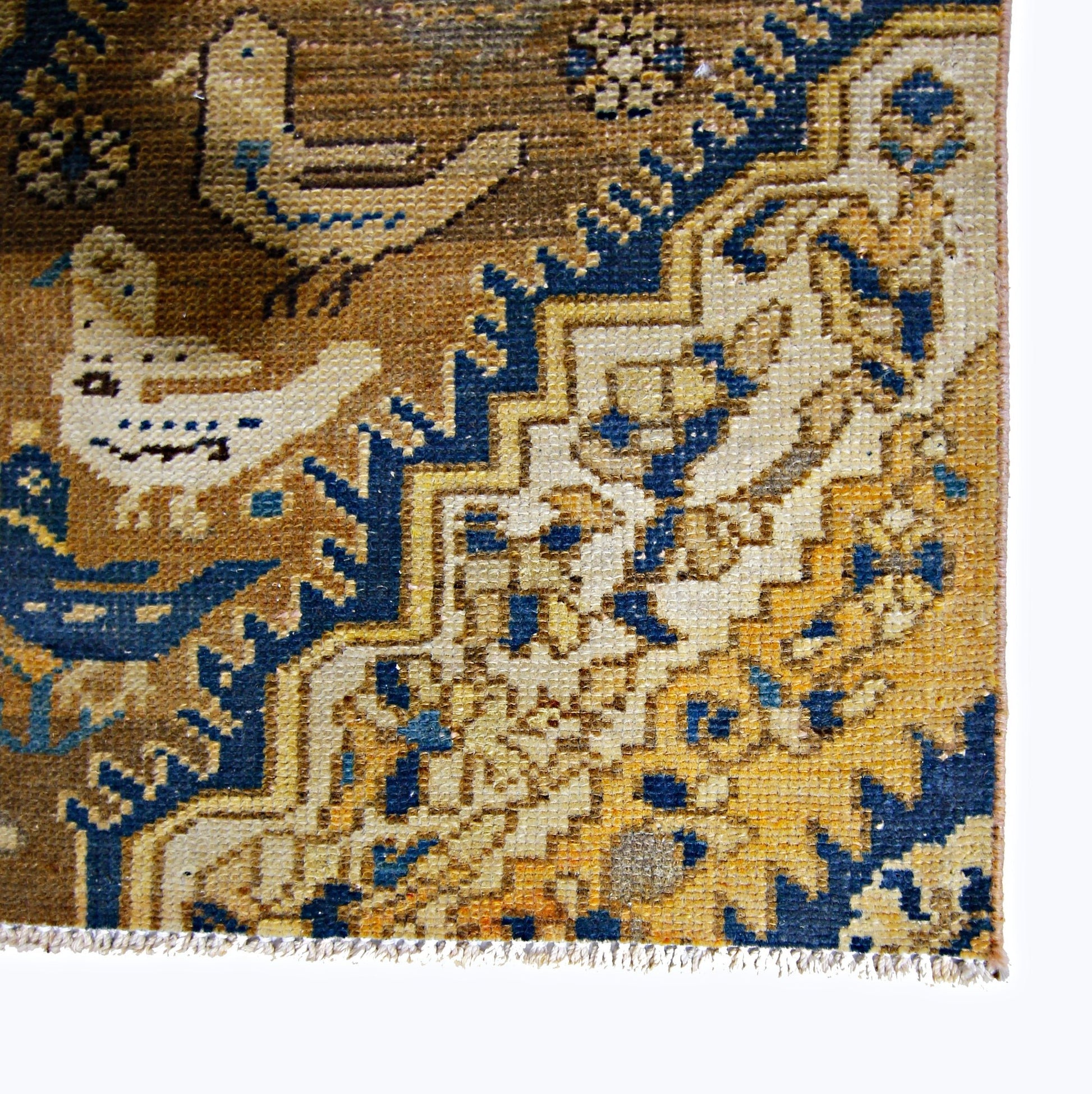 Handmade Vintage Persian Hallway Runner | 414 x 94 cm | 13'7" x 3'1" - Najaf Rugs & Textile