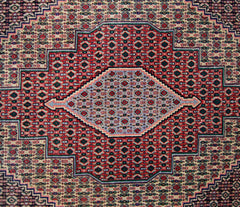 Handmade Vintage Persian Senneh Rug | 160 x 125 cm | 5'3" x 4'1" - Najaf Rugs & Textile