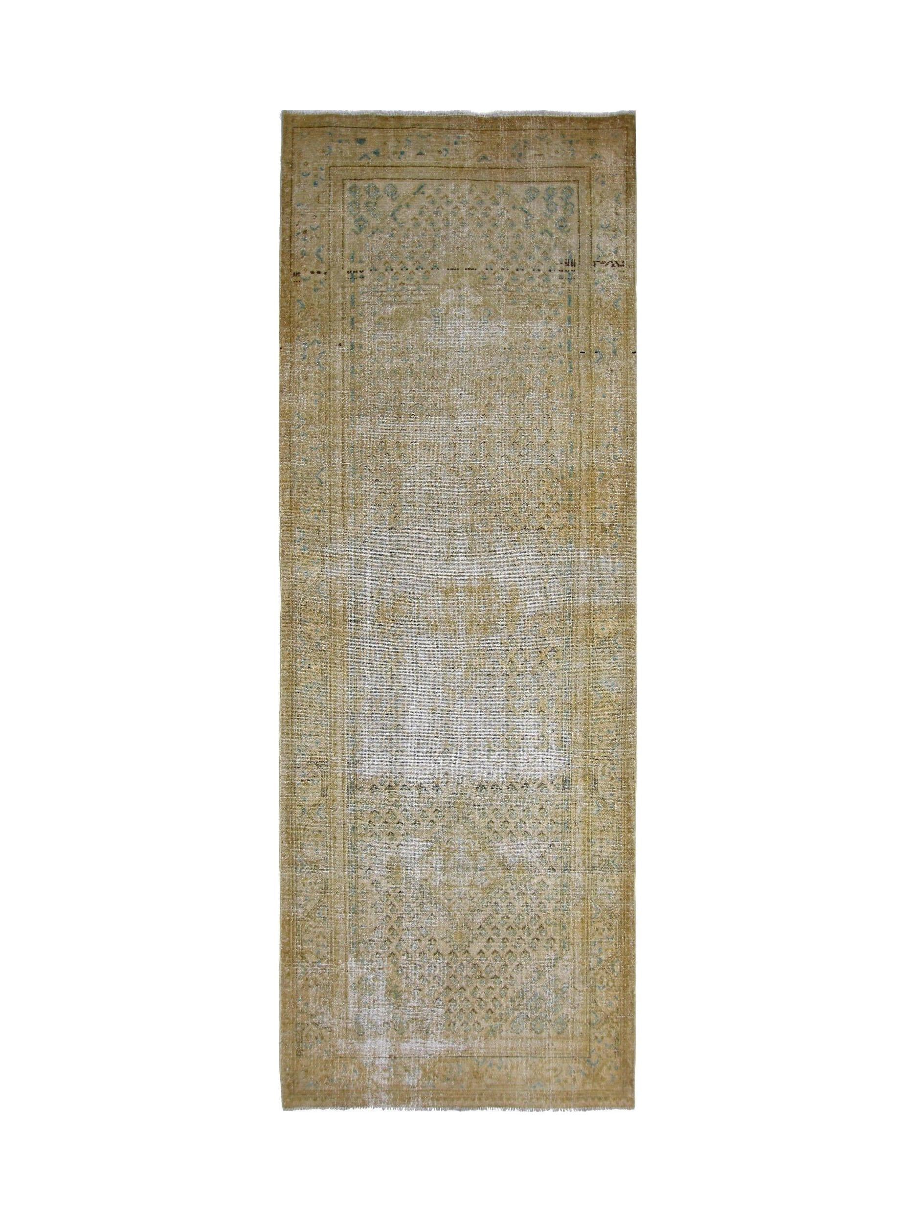 Handmade Vintage Persian Hallway Runner | 306 x 108 cm | 10'1" x 3'6" - Najaf Rugs & Textile