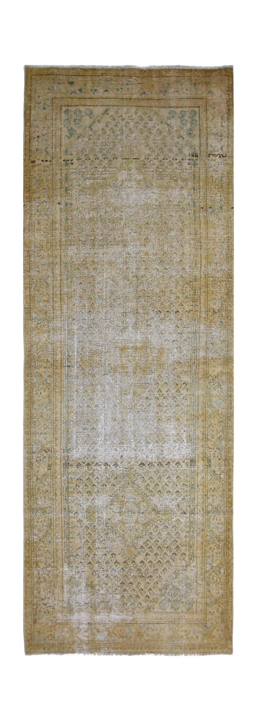 Handmade Vintage Persian Hallway Runner | 306 x 108 cm | 10'1" x 3'6" - Najaf Rugs & Textile