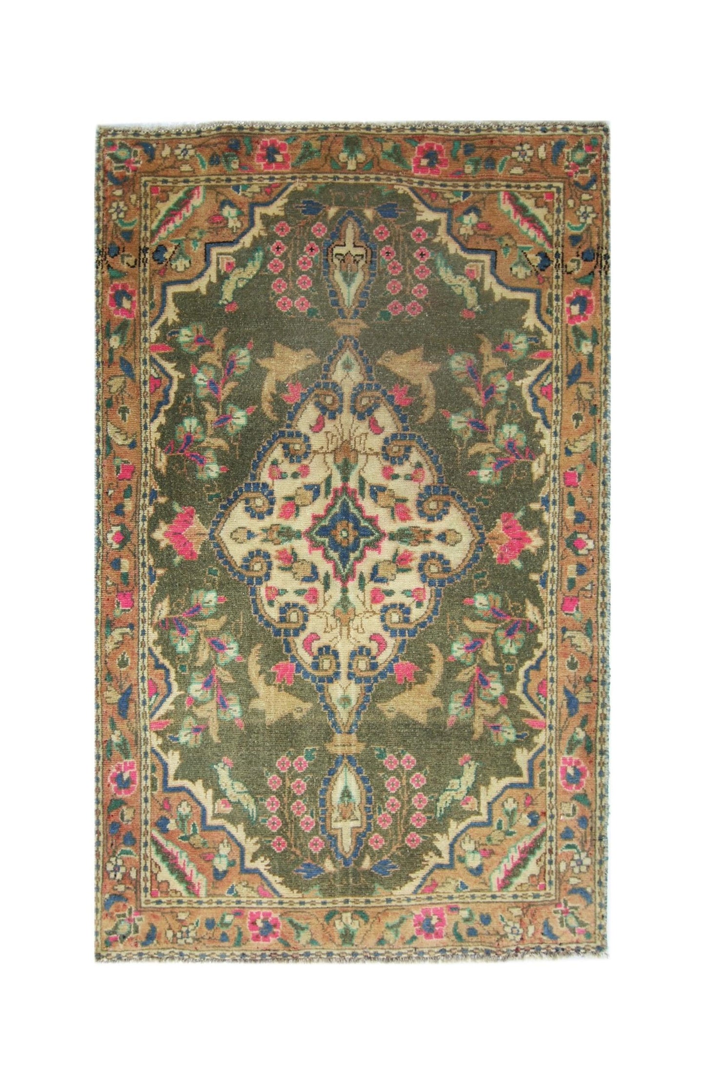 Handmade Vintage Persian Rug | 111 x 68 cm | 3'8" x 2'3" - Najaf Rugs & Textile