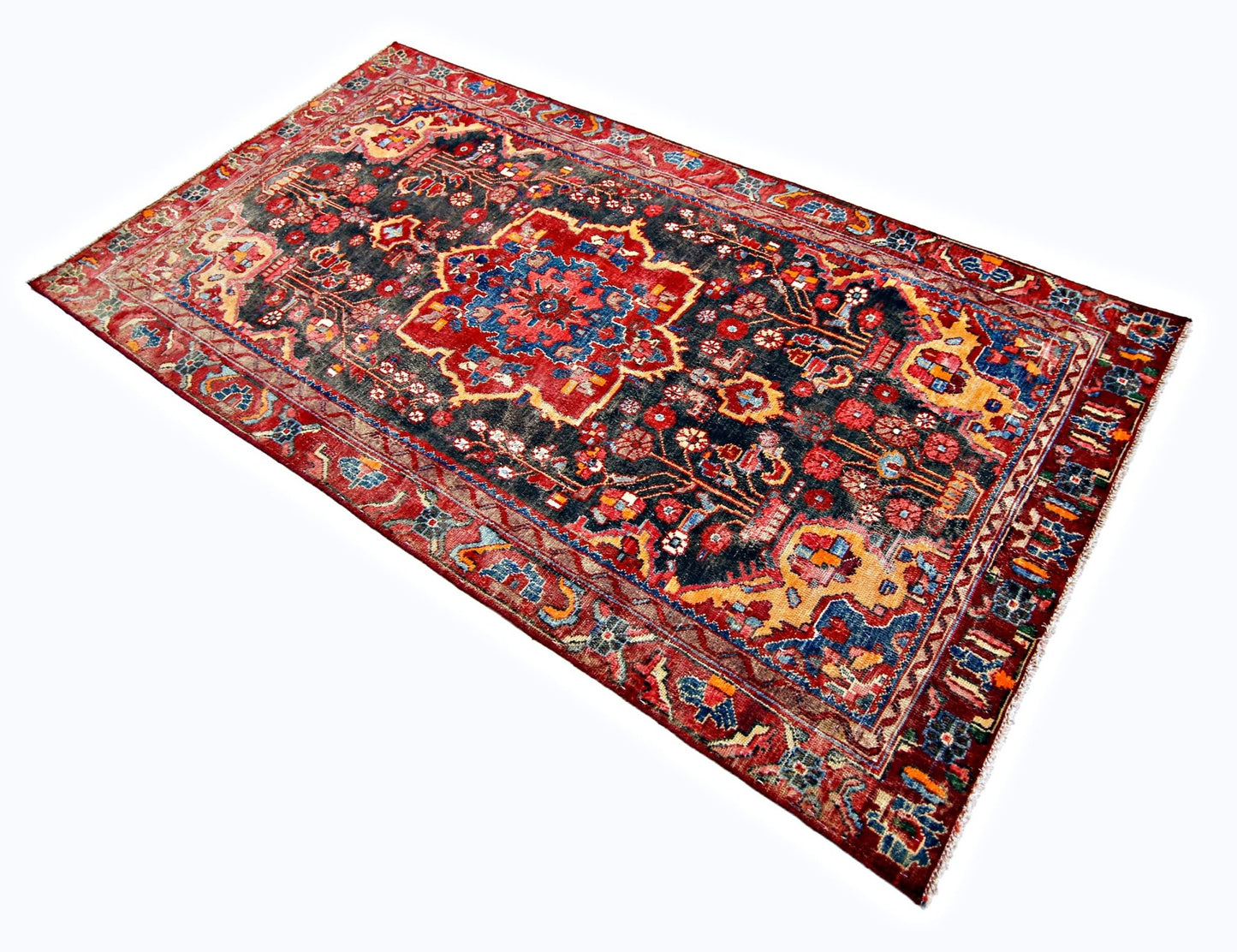 Handmade Vintage Persian Rug | 212 x 113 cm | 7' x 3'9" - Najaf Rugs & Textile
