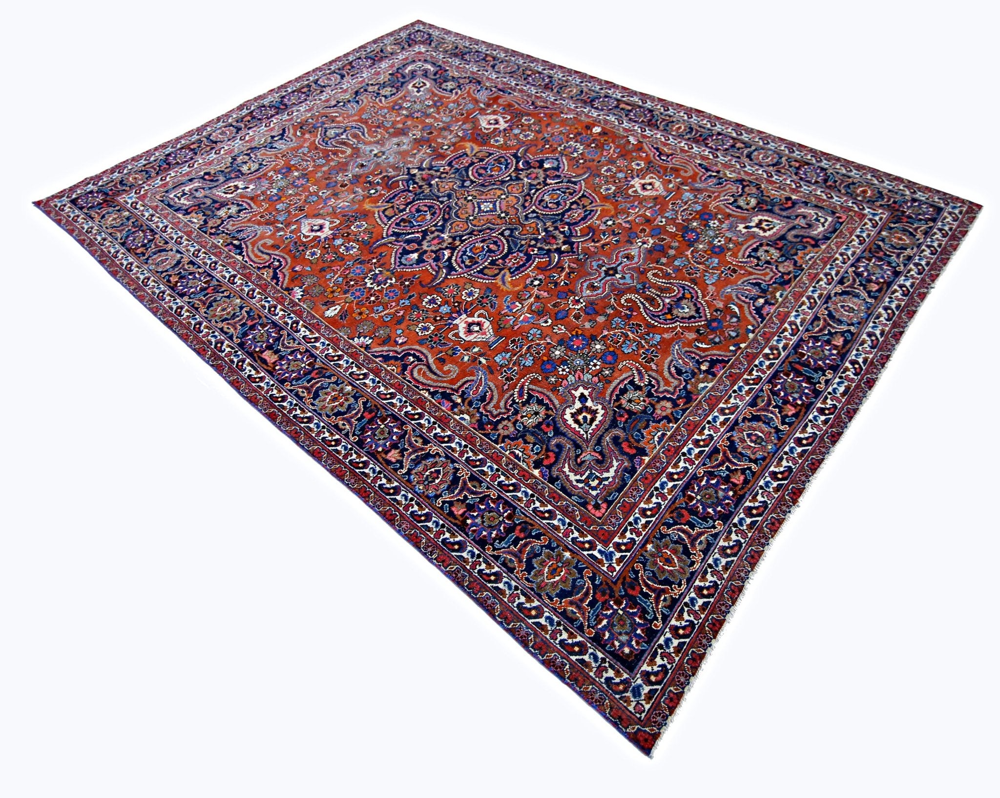 Handmade Vintage Persian Sarouk Rug | 298 x 211 cm | 9'9" x 6'11" - Najaf Rugs & Textile