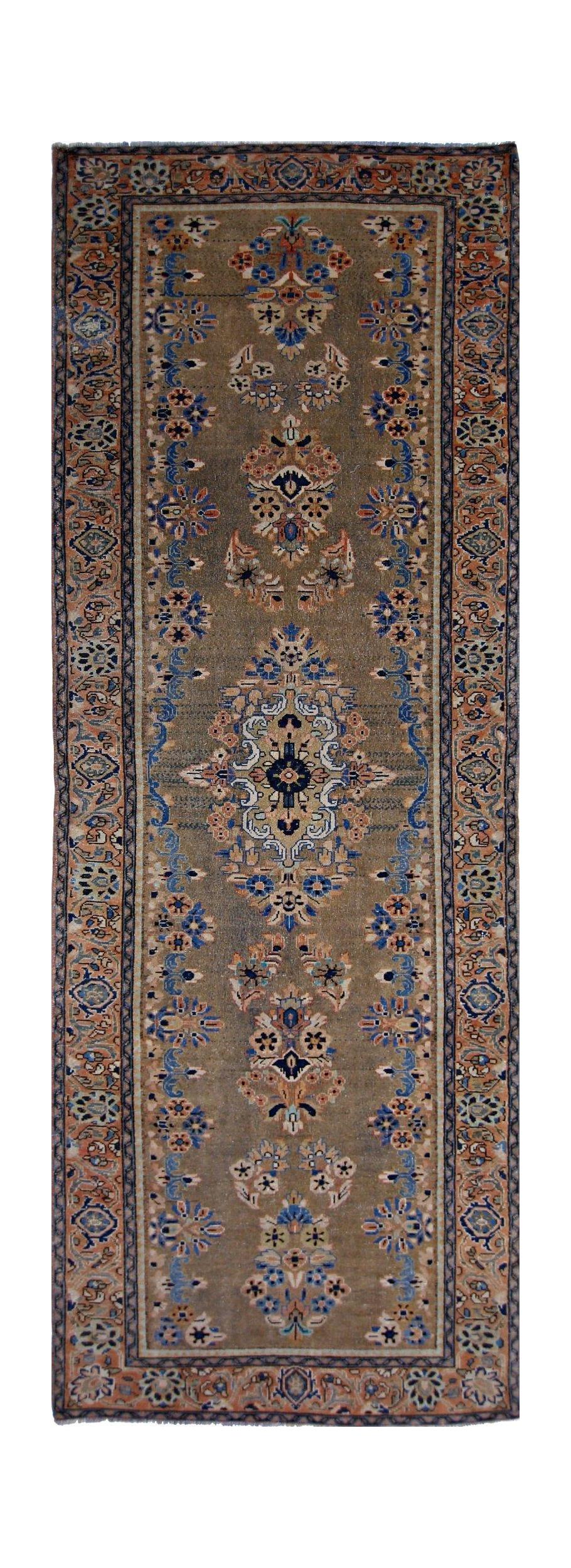 Handmade Vintage Persian Hallway Runner | 288 x 99 cm | 9'5" x 3'3" - Najaf Rugs & Textile
