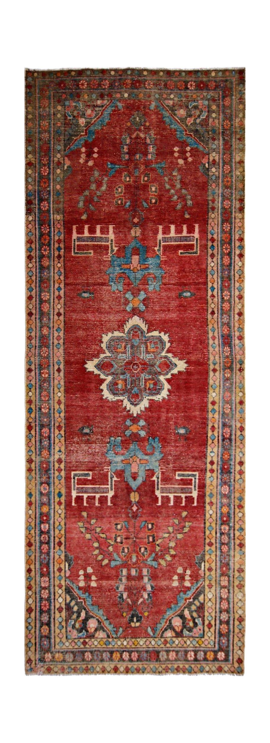 Handmade Vintage Persian Hallway Runner | 293 x 103 cm | 9'7" x 3'4" - Najaf Rugs & Textile