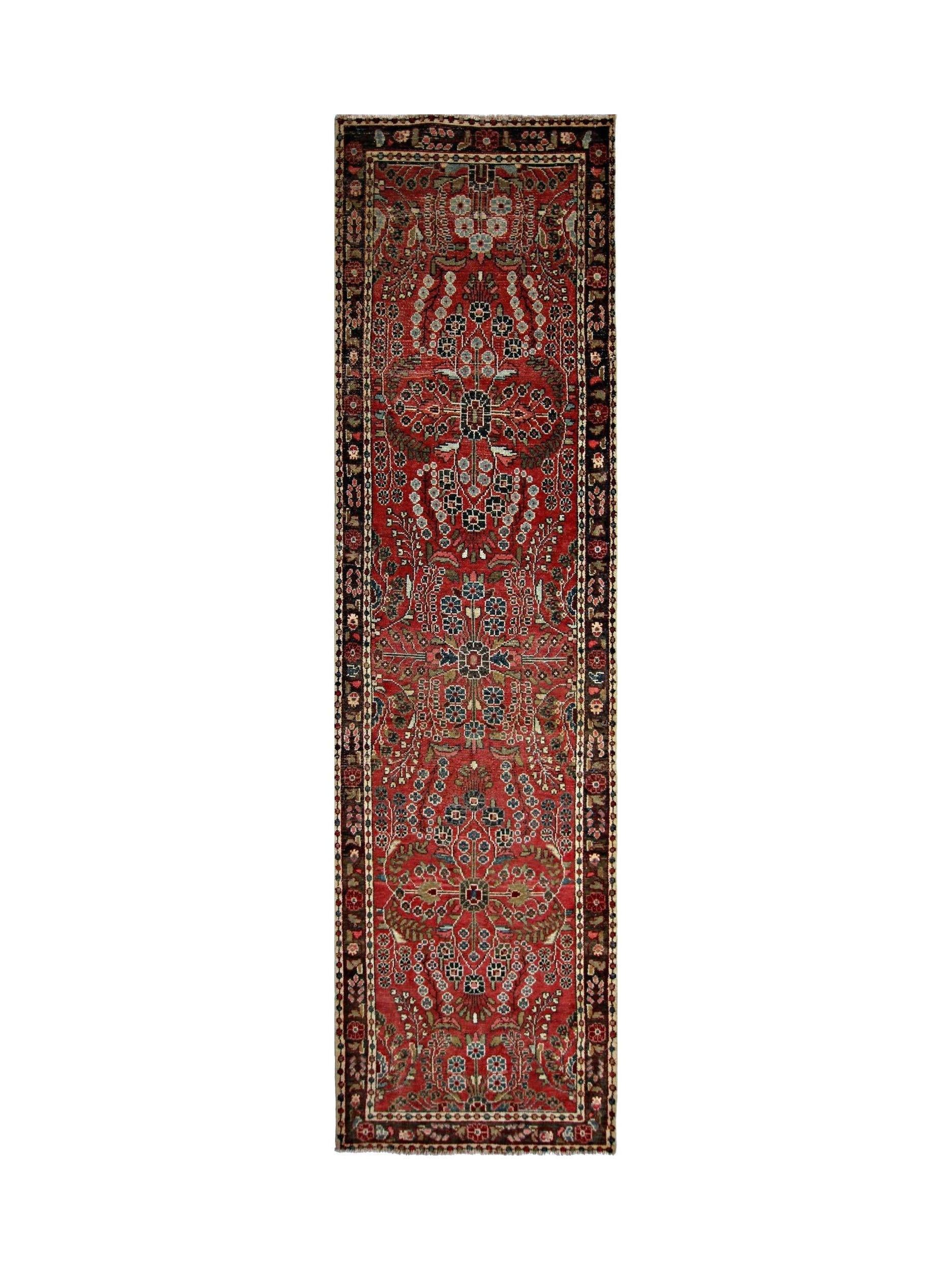 Handmade Vintage Persian Sarouk Hallway Runner | 312 x 76 cm | 10'3" x 2'6" - Najaf Rugs & Textile