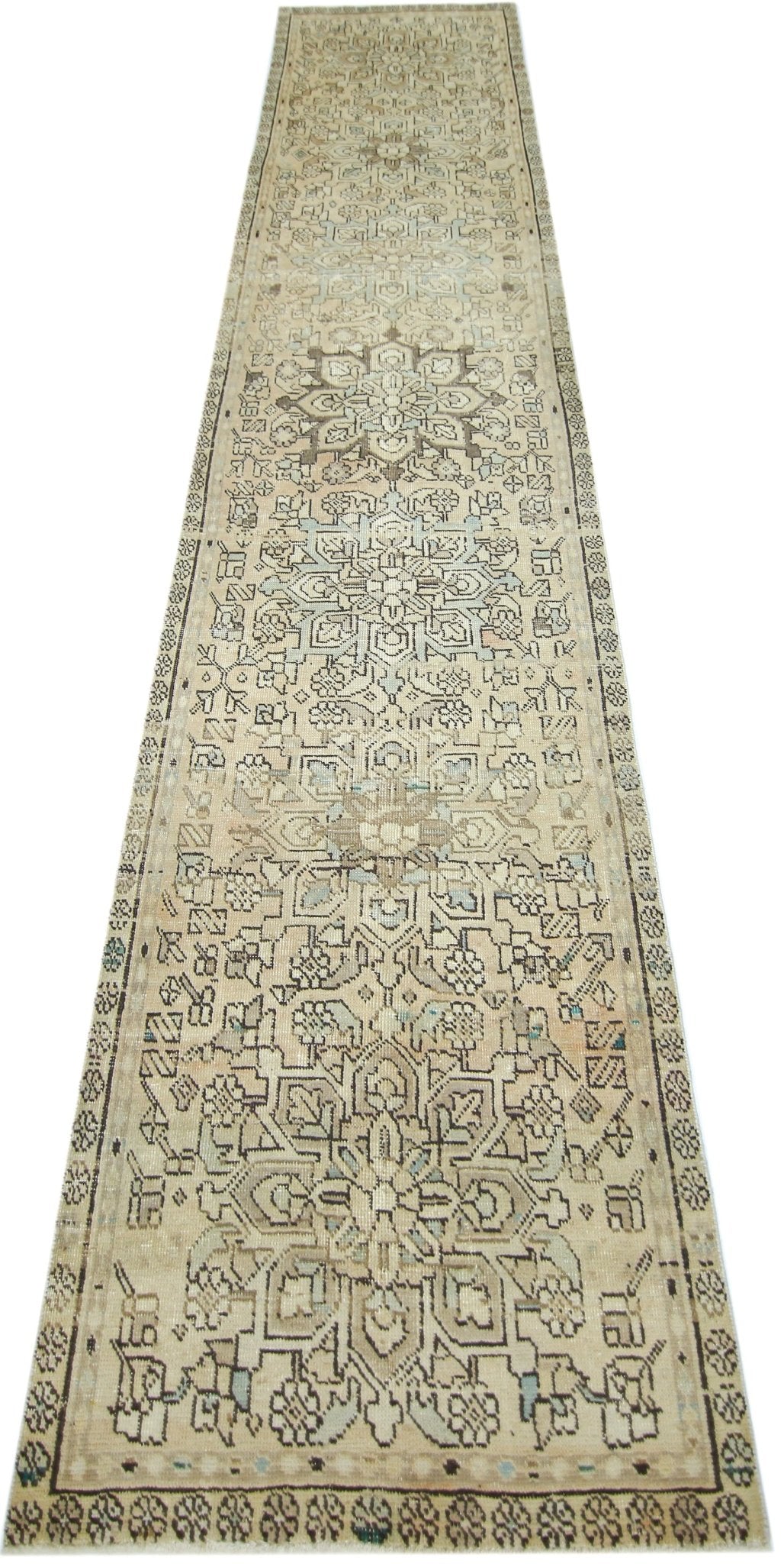 Handmade Vintage Persian Hallway Runner | 370 x 84 cm | 12'2" x 2'9" - Najaf Rugs & Textile