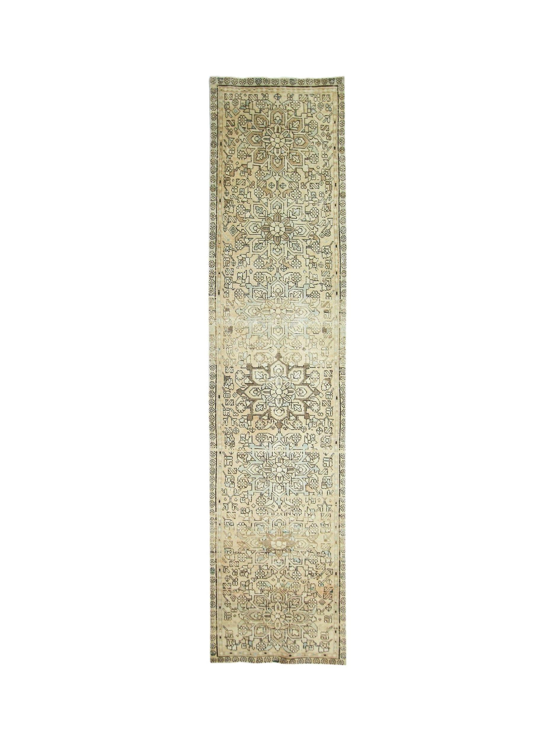 Handmade Vintage Persian Hallway Runner | 370 x 84 cm | 12'2" x 2'9" - Najaf Rugs & Textile
