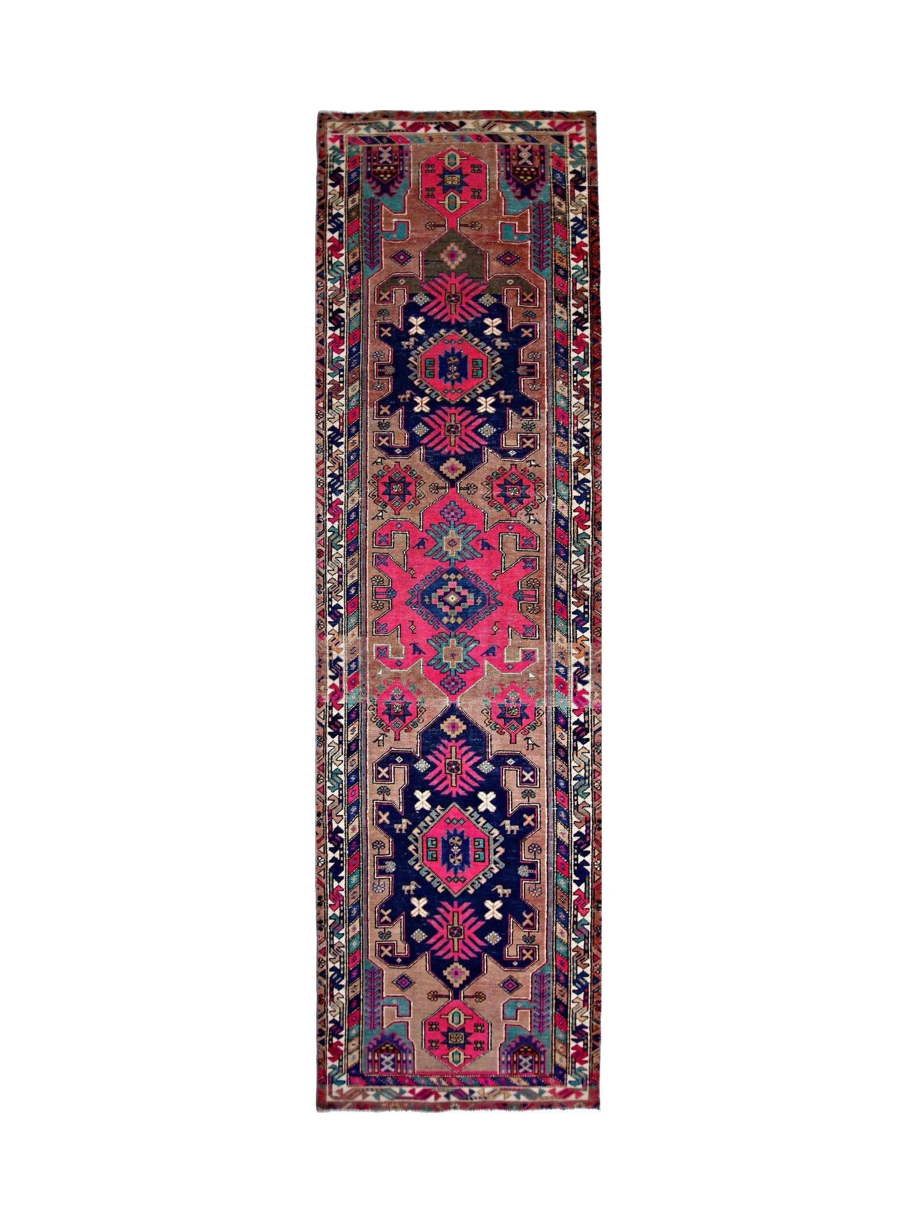 Handmade Vintage Persian Hallway Runner | 336 x 95 cm | 11' x 3'1" - Najaf Rugs & Textile