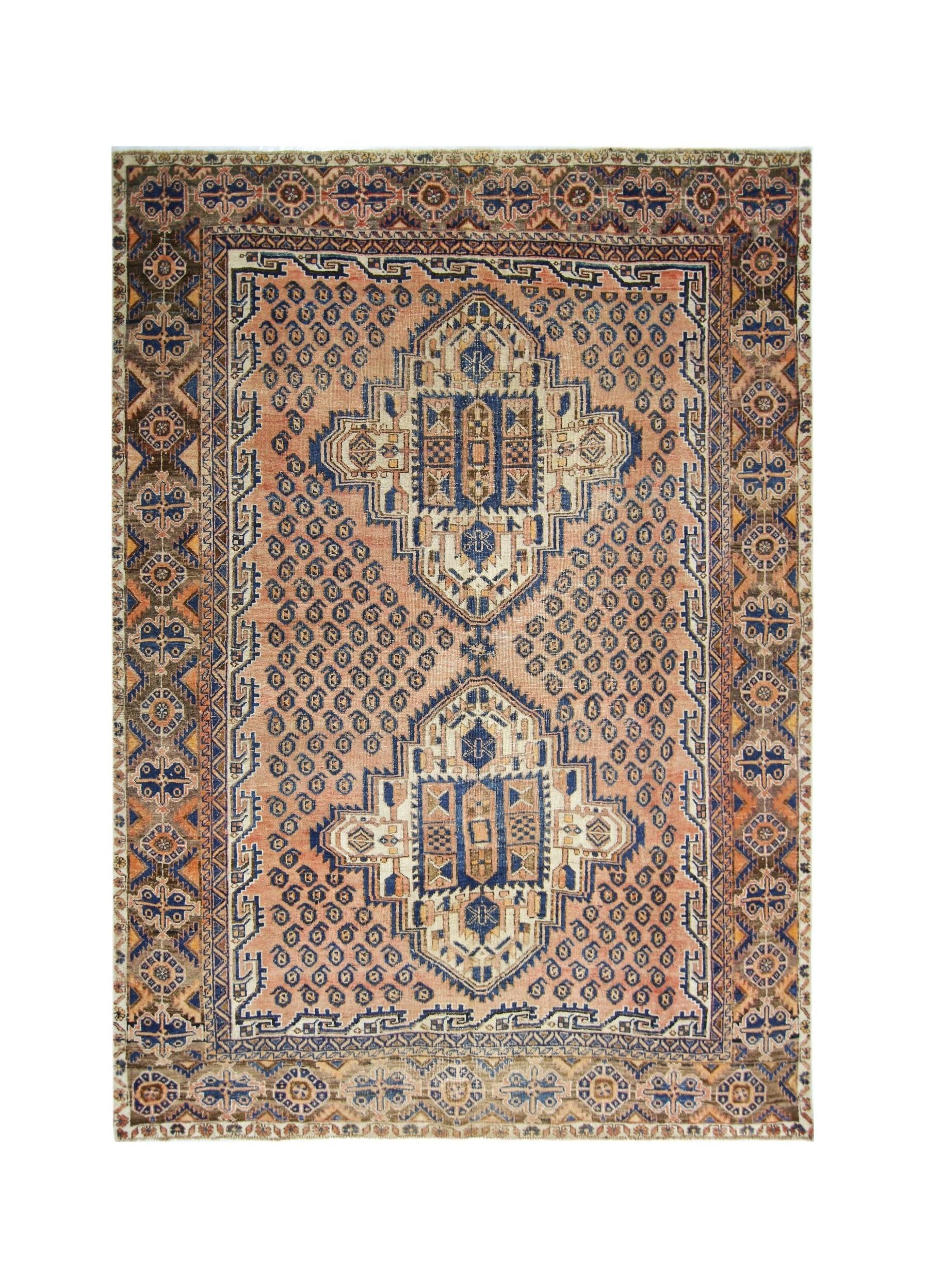 Handmade Vintage Persian Rug | 198 x 153 cm | 6'6" x 5' - Najaf Rugs & Textile