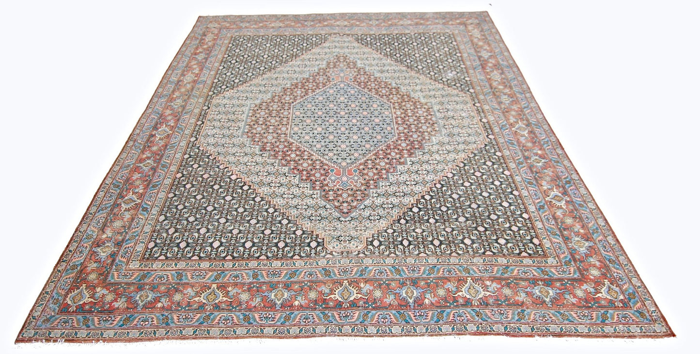 Handmade Vintage Persian Senneh Rug | 278 x 203 cm | 9'2" x 6'8" - Najaf Rugs & Textile