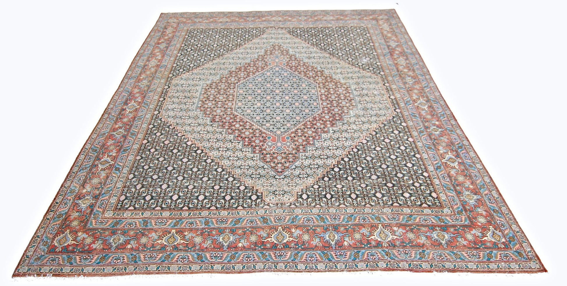Handmade Vintage Persian Senneh Rug | 278 x 203 cm | 9'2" x 6'8" - Najaf Rugs & Textile