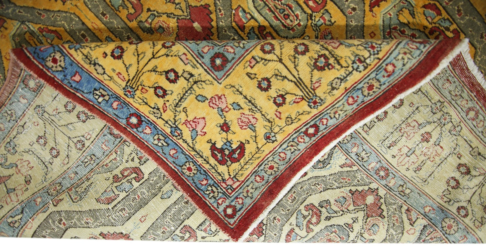 Handmade Vintage Persian Senneh Paisley Rug | 285 x 183 cm | 9'5" x 6' - Najaf Rugs & Textile