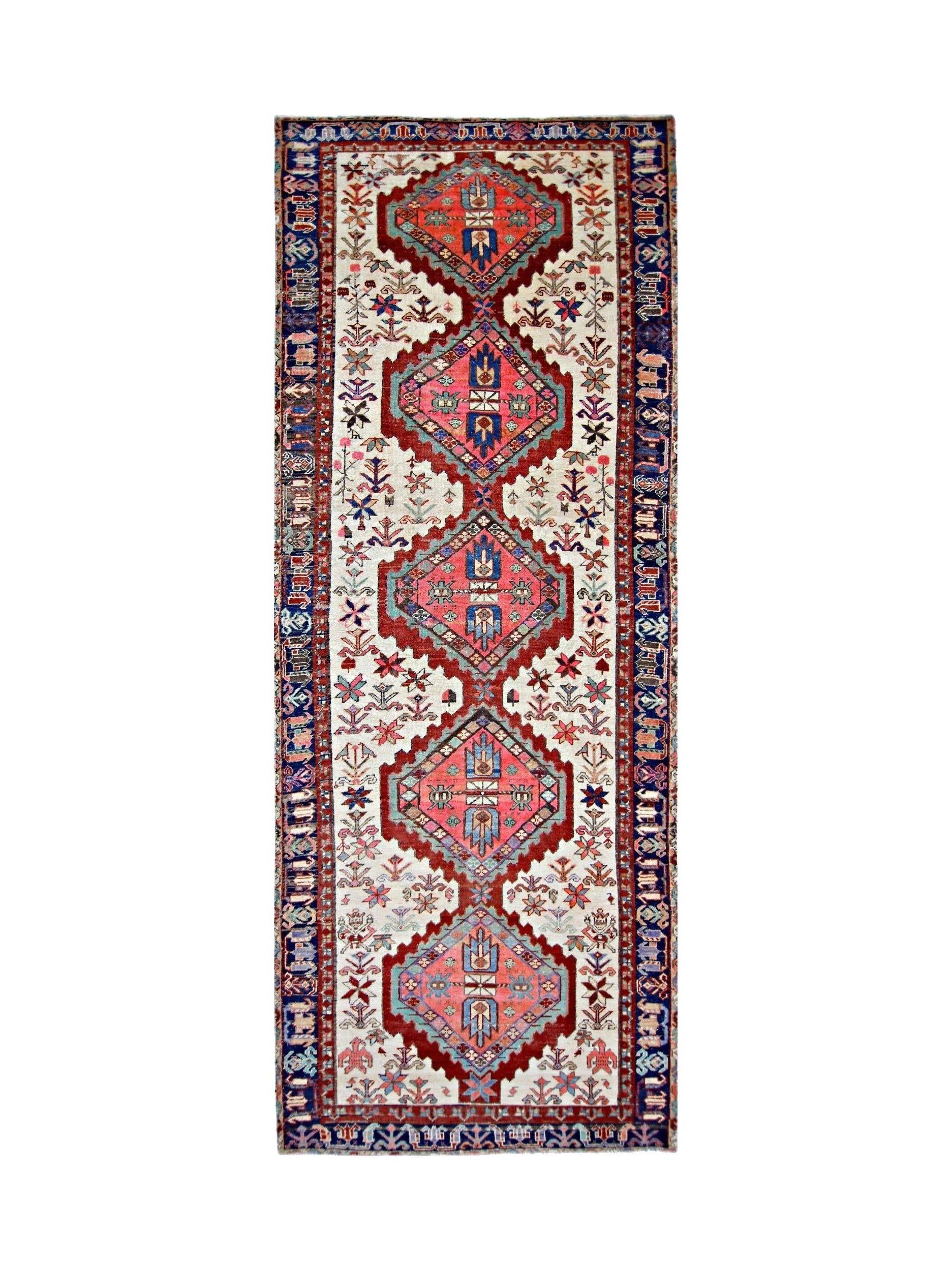 Handmade Vintage Persian Hallway Runner | 297 x 113 cm | 9'9" x 3'8" - Najaf Rugs & Textile