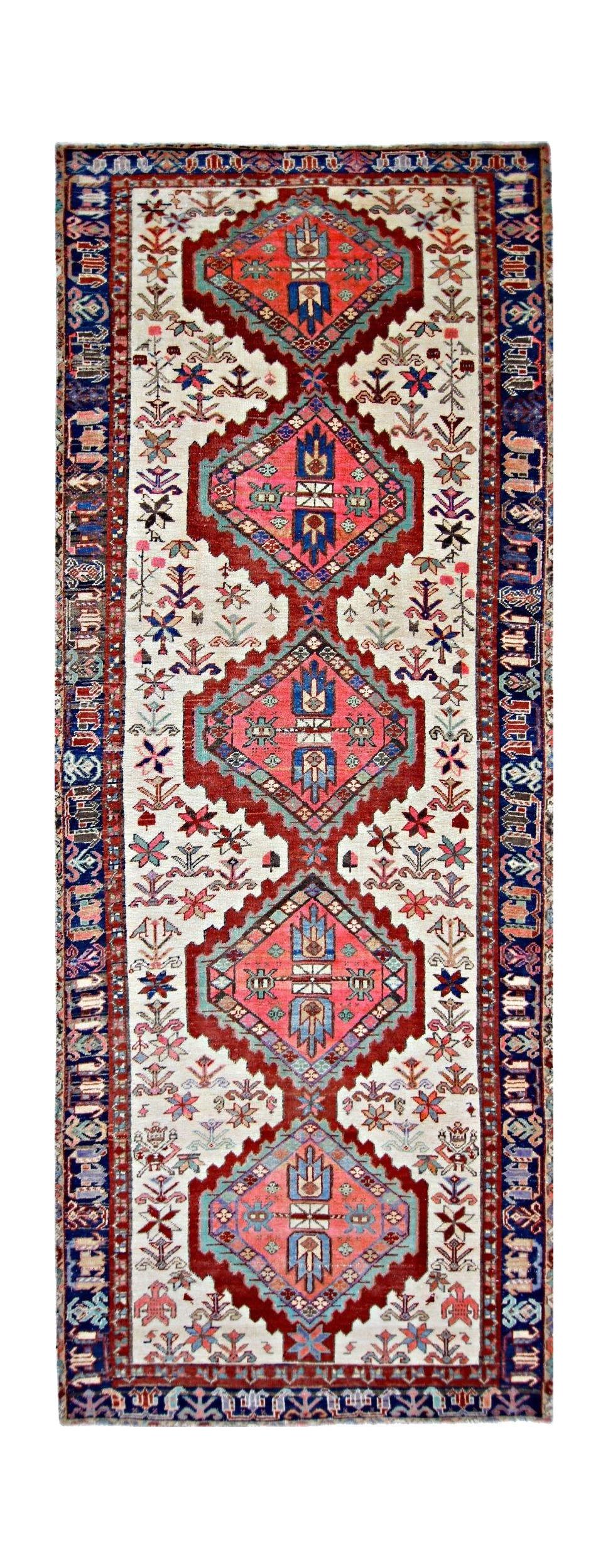 Handmade Vintage Persian Hallway Runner | 297 x 113 cm | 9'9" x 3'8" - Najaf Rugs & Textile